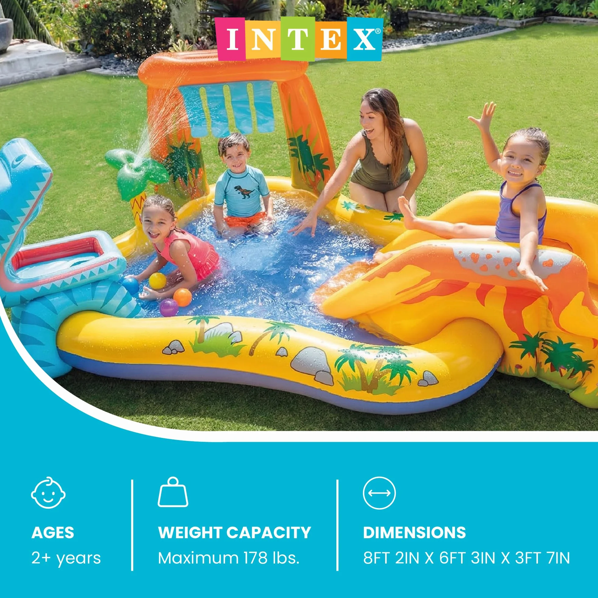 INTEX Centro Juegos Hinchable Dinosaurio 249x191x109 cm 272l
