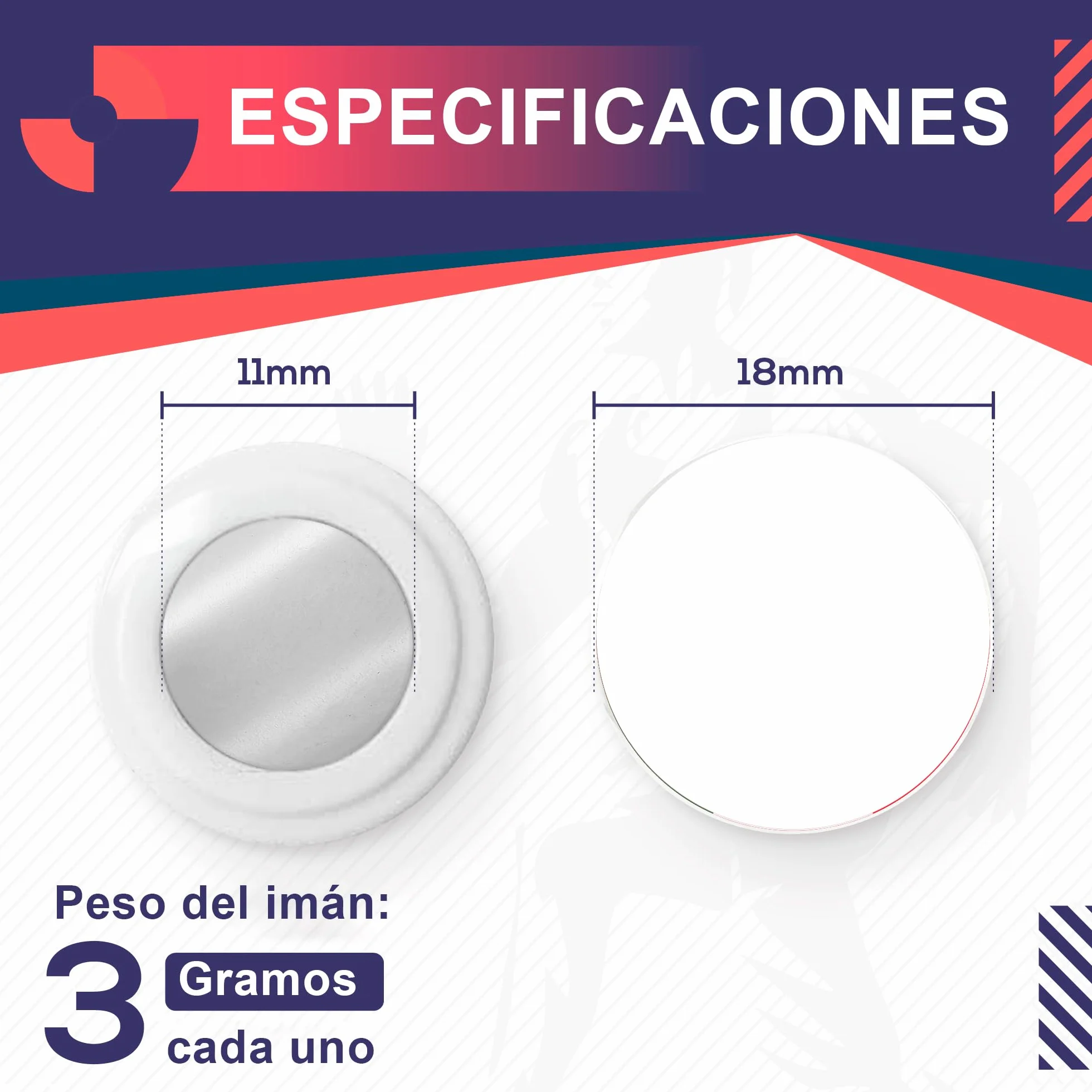 Imanes Deportivos 18mm para Running y Triatlón - Pack de 4 con Bolsa Impermeable - Blanco