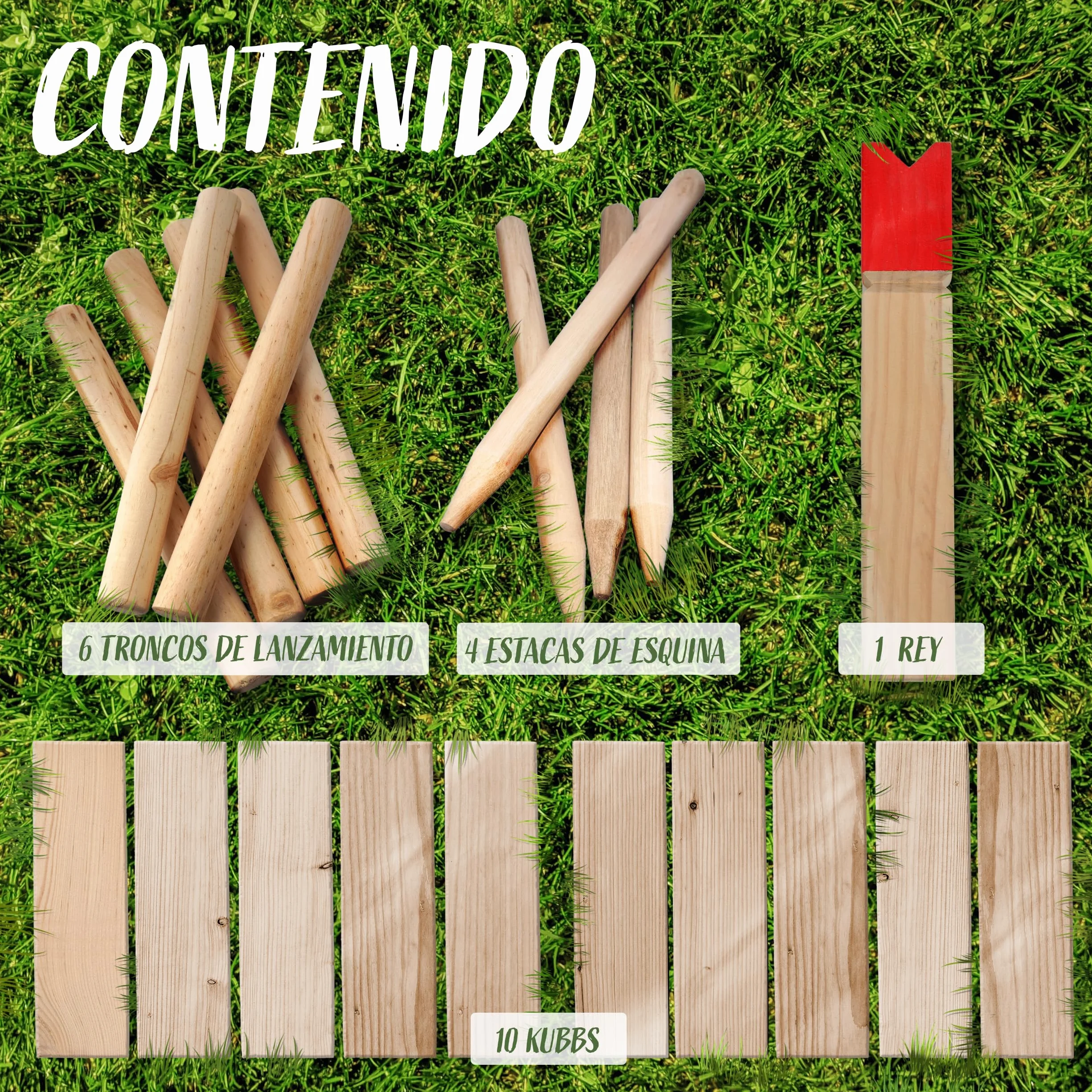 Ocean 5 Juego Kubb Original de Escandinavia – Ajedrez Vikingo con Corona Azul – Juegos Exterior Niños y Adultos – Juegos Infantiles Exterior para Lanzamientos - Juego Habilidad Adultos y Niños