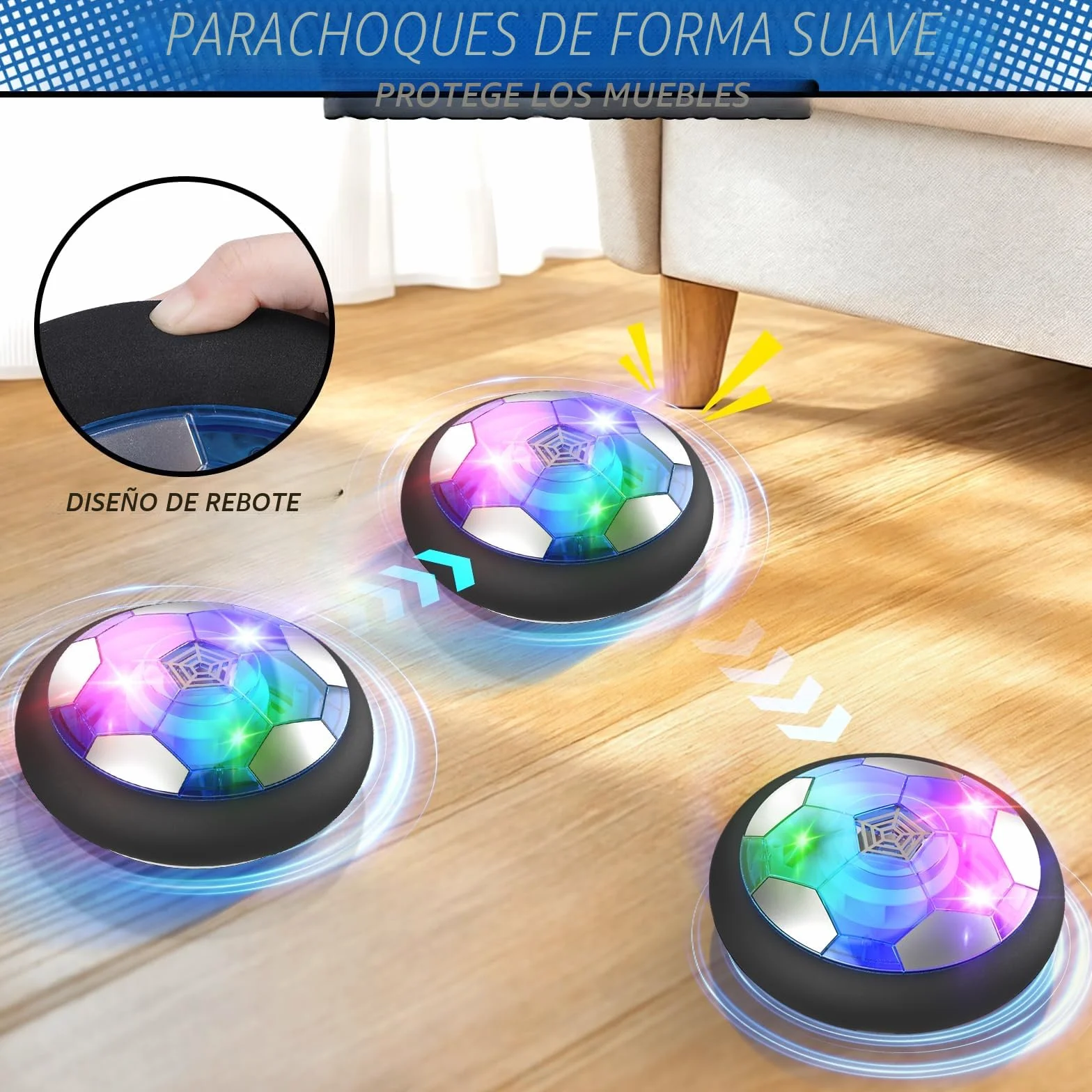 Buoeuik Balón Fútbol Flotante, Air Power Football Regalo Niño 3 4 5 6 7 8 9 Años Pelotas de Futbol Recargable Juegos Interactivos Air Hockey Soccer con Luces LED Juguetes para Niños Niñas