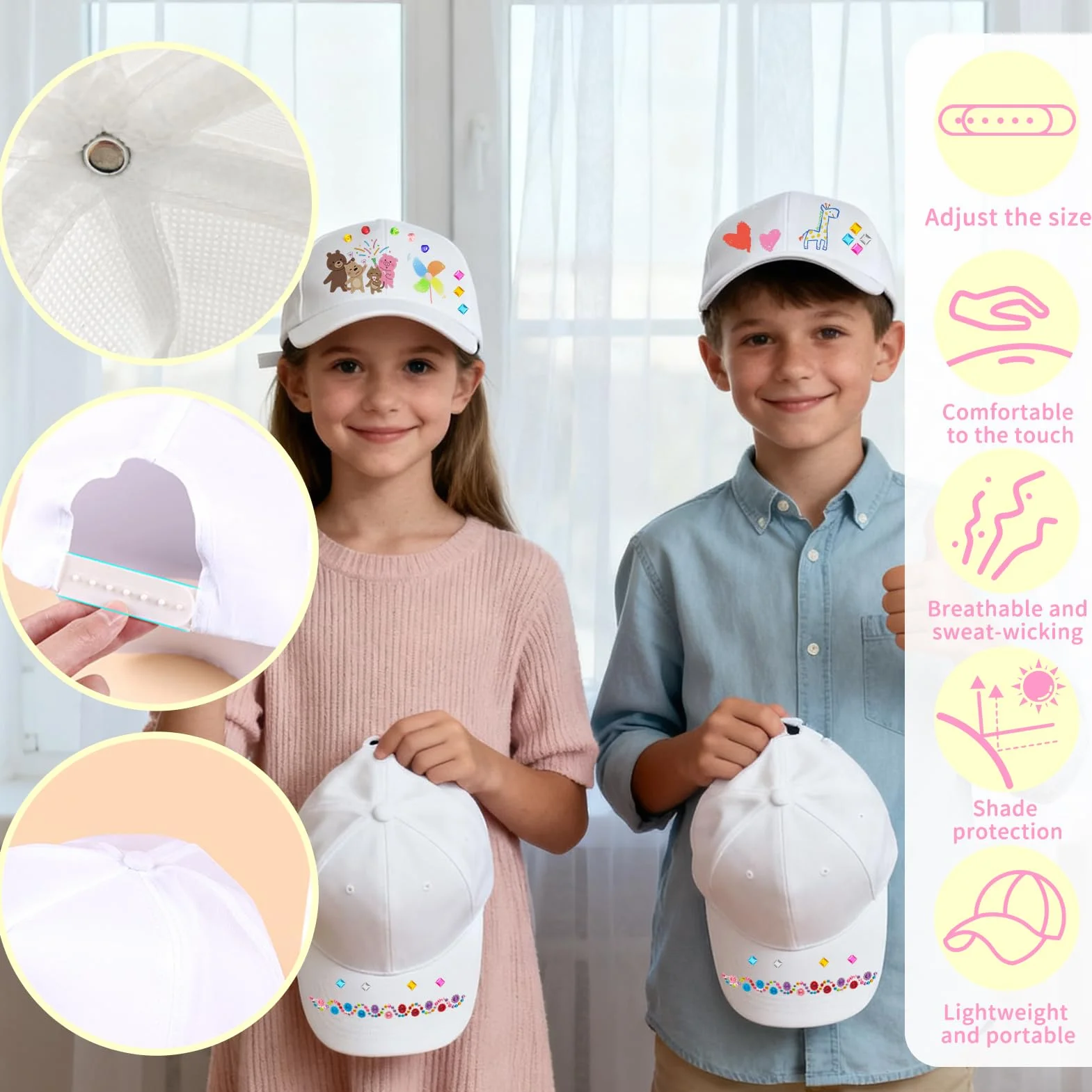 Gorras de Béisbol en Blanco para Niños DIY 6 Piezas