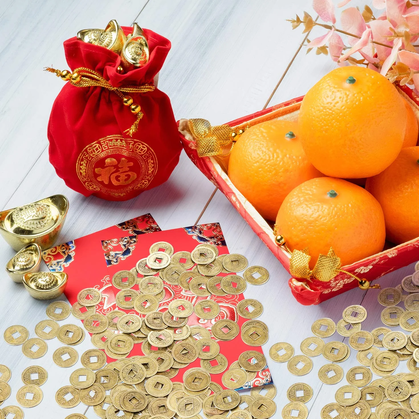 BOAO - 100 Monedas de la Suerte Chinas Feng Shui I-Ching, del Año Nuevo Chino, para atraer Riqueza y Buena Suerte (2 cm)