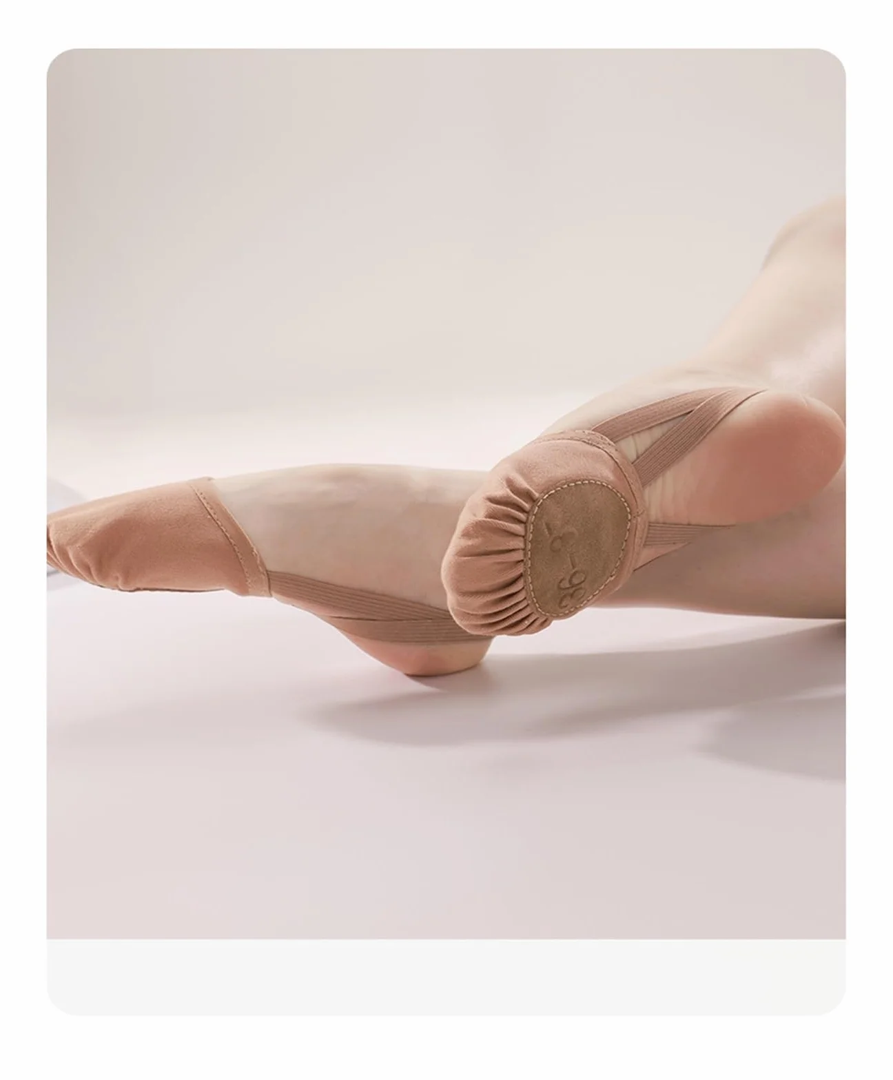 Punteras Gimnasia Rítmica Zapatilla de Ballet Media Suela con Tira Elástica Light Pink Girls 30-31