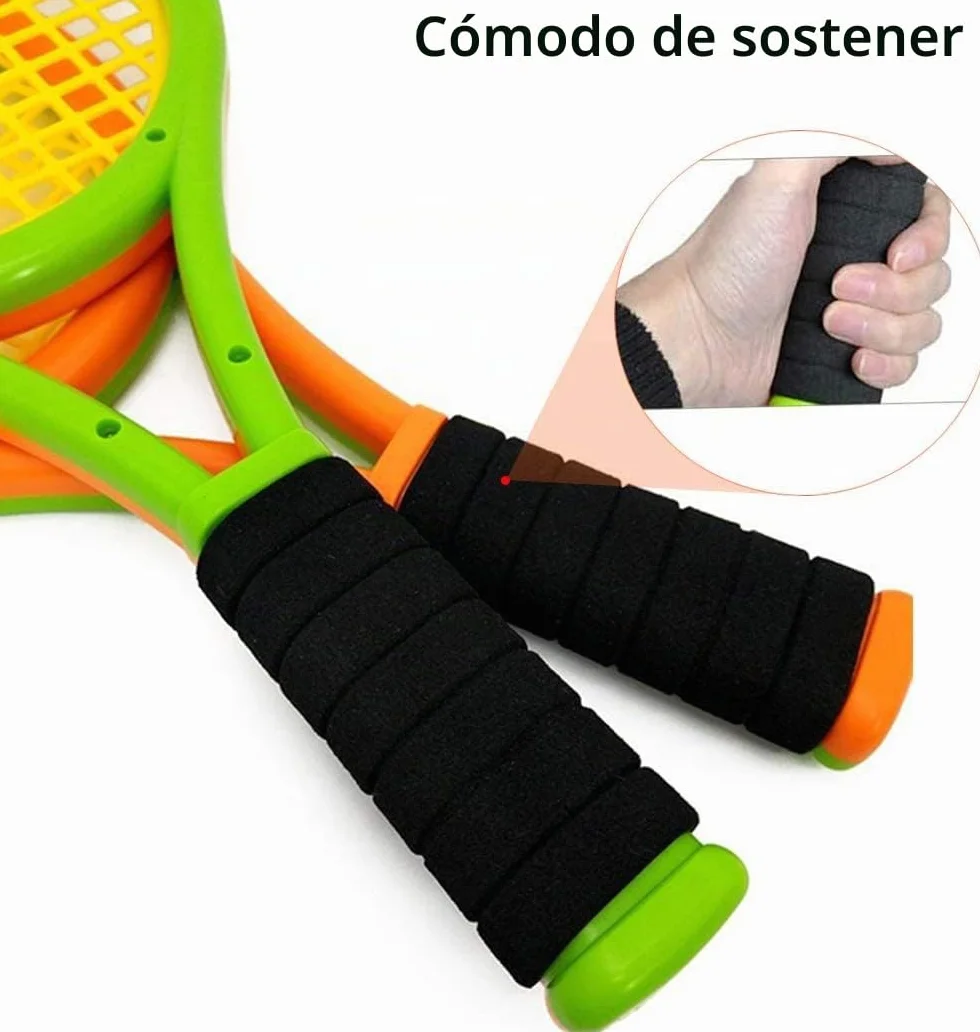 Juego de Raquetas de Tenis para niños, de 17 Pulgadas, con 4 Pelotas Suaves y 6 Volantes de bádminton para niños pequeños, Deportes en Interiores y Exteriores