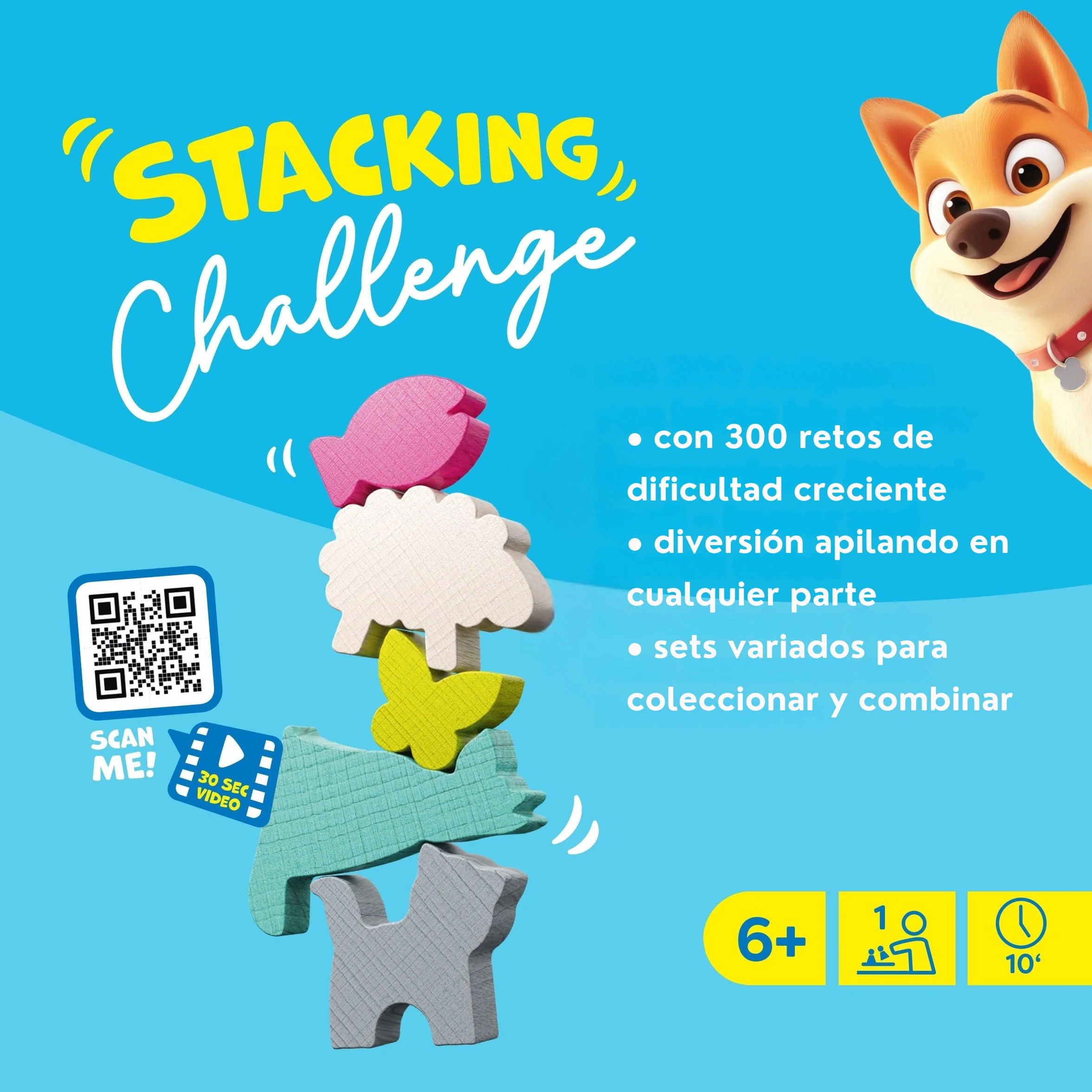 HABA 2013867001 - Stacking Challenge Animals, Juego Infantil con retos de apilar, Solitario, de Viaje. Más 6 años