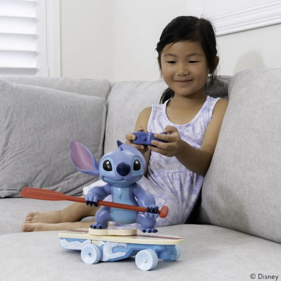 Jada - Disney Stitch Surfer Radiocontrolado - Personaje Gira 360° - Se Levanta Solo - Producto Oficial - A Partir de 3 Años