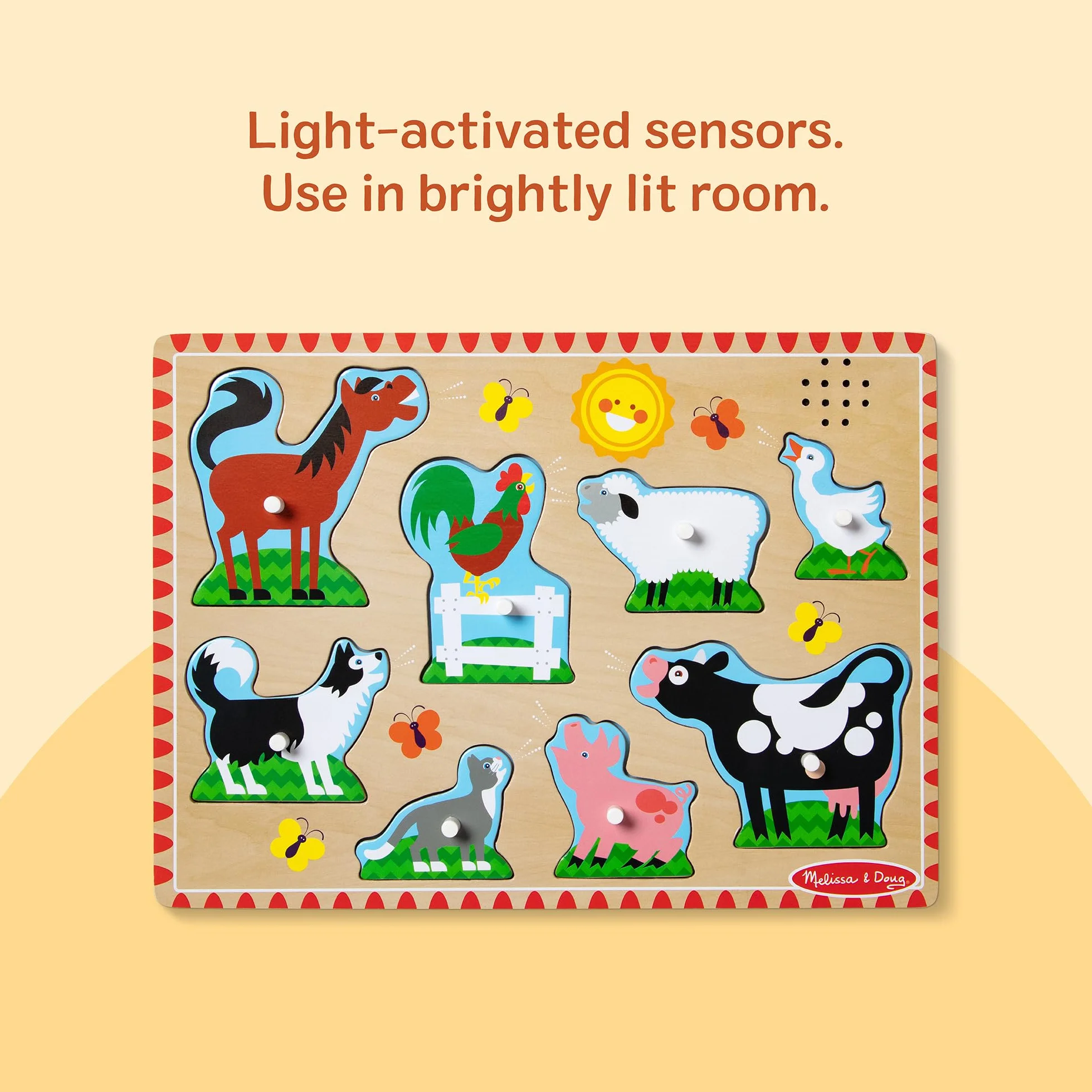 MELISSA & DOUG Puzzle 2 Años Animales de la Granja con Sonidos, Rompecabezas de Madera Niños 2 Años+