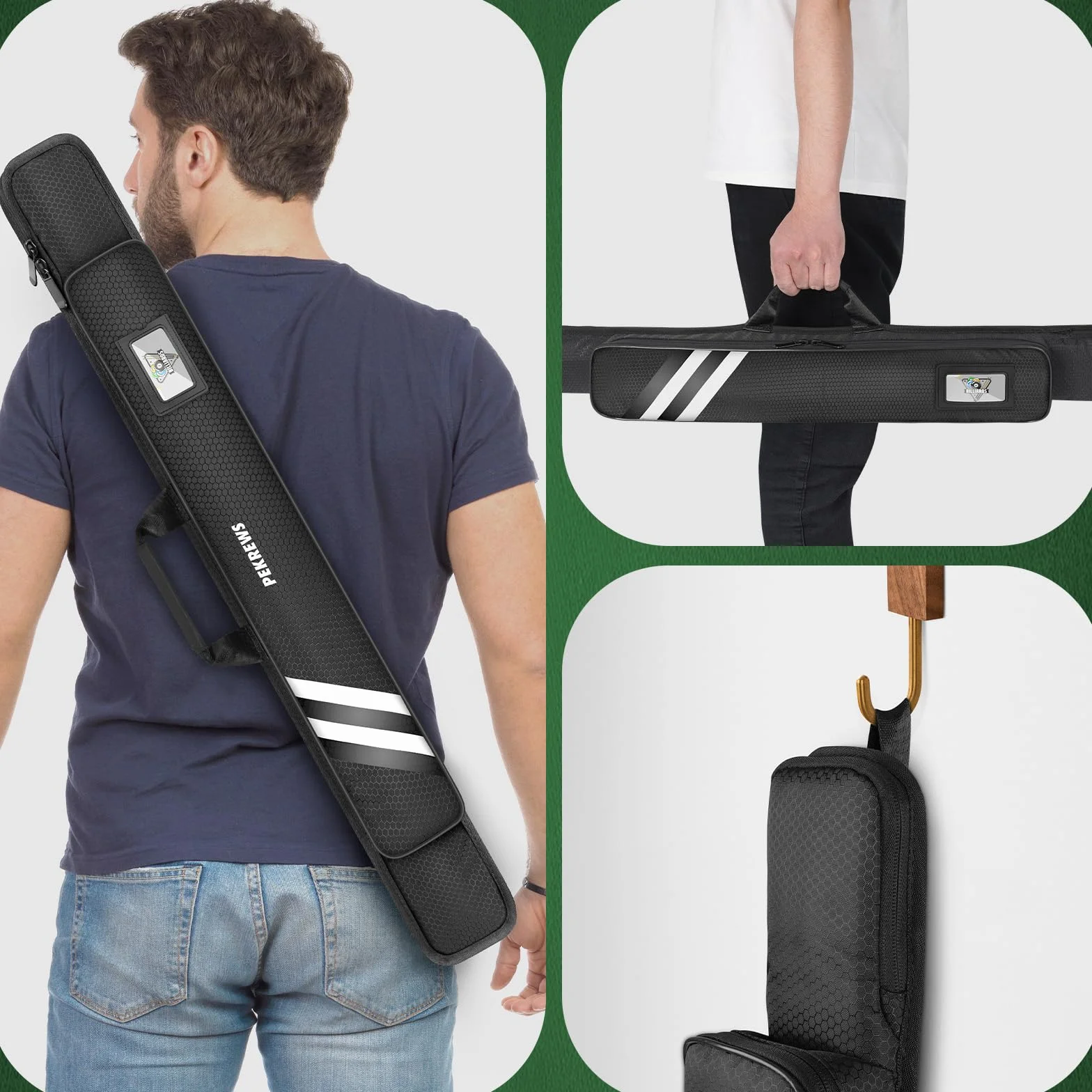 Funda para tacos de billar, bolsa de poliéster resistente con asa de correa, 1 bolsillo con cremallera