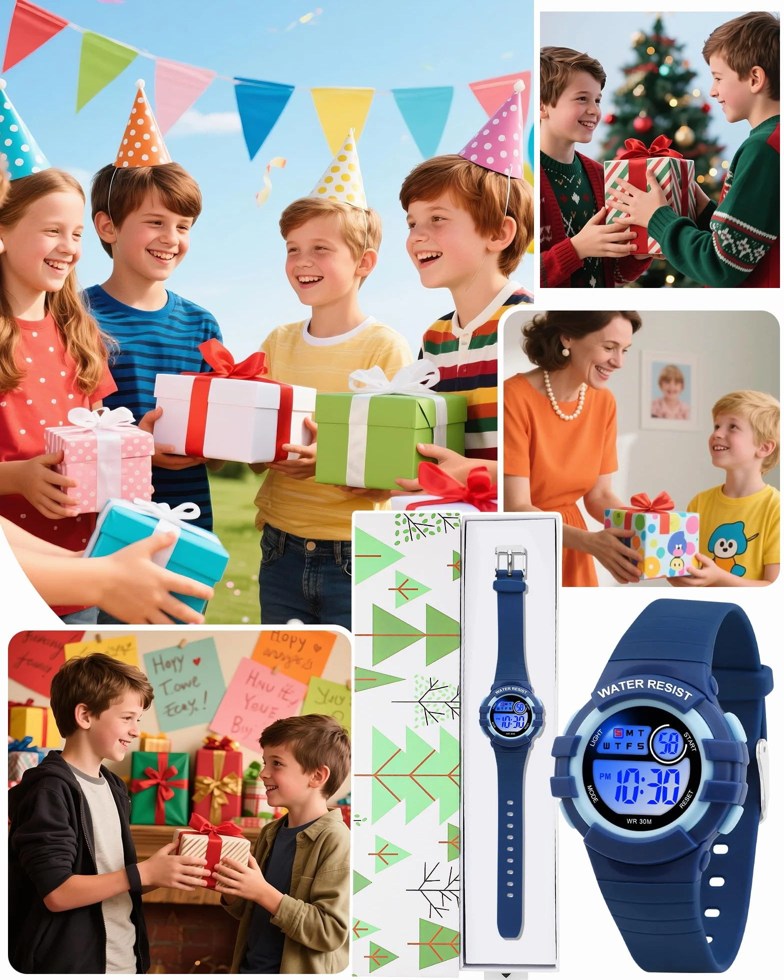 Reloj Niño Digital Infantil con 7 Luces LED, Impermeable 3 ATM, Alarma, Fecha, Cronómetro, Deportivo Pulsera