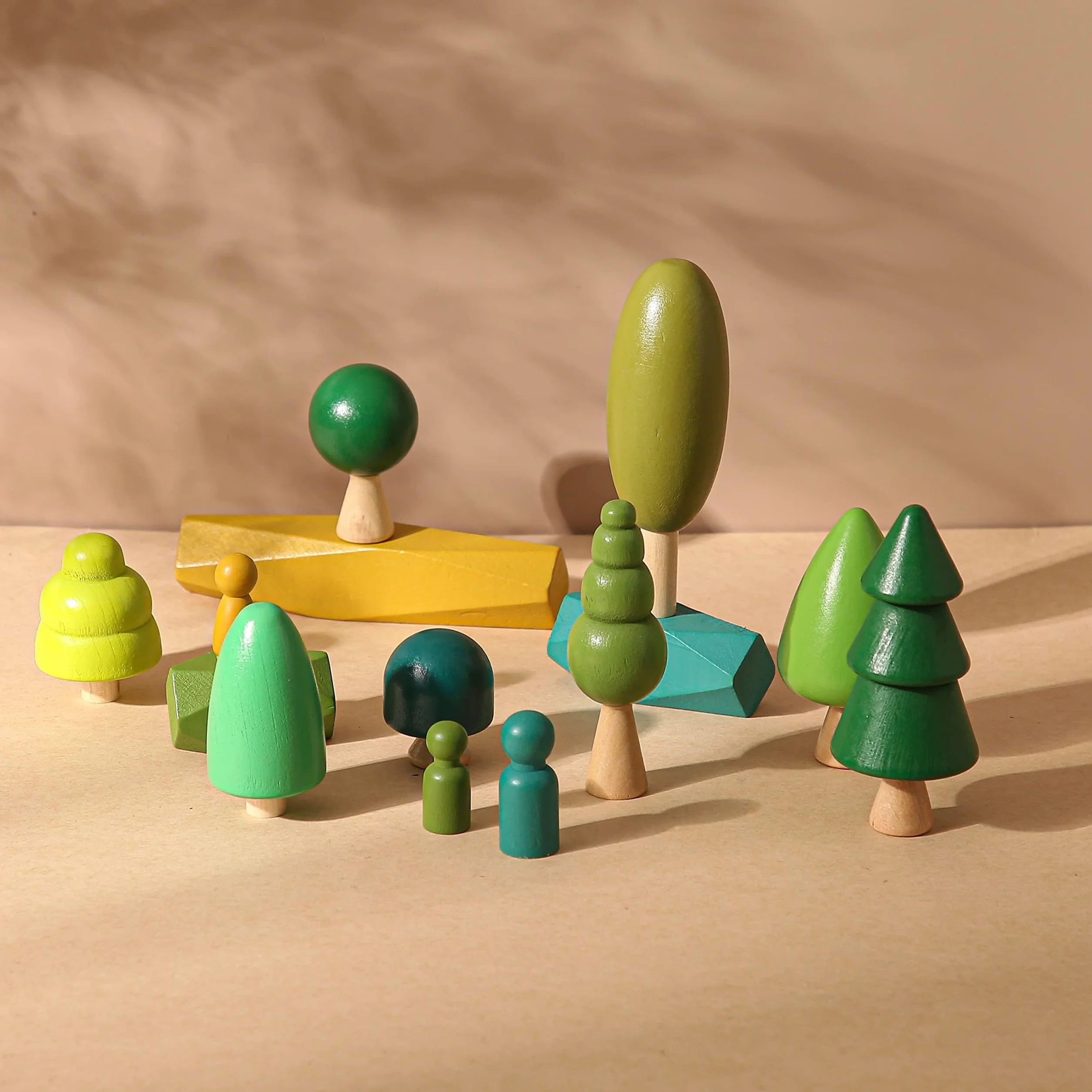 OESSUF 14 PCS Juguetes de Madera - Decoración de Árboles de Madera Juguetes Montessori, Varios Tamaños Árboles Bosque Decoración Rústica para la Decoración del Hogar y la Habitación de los Niños