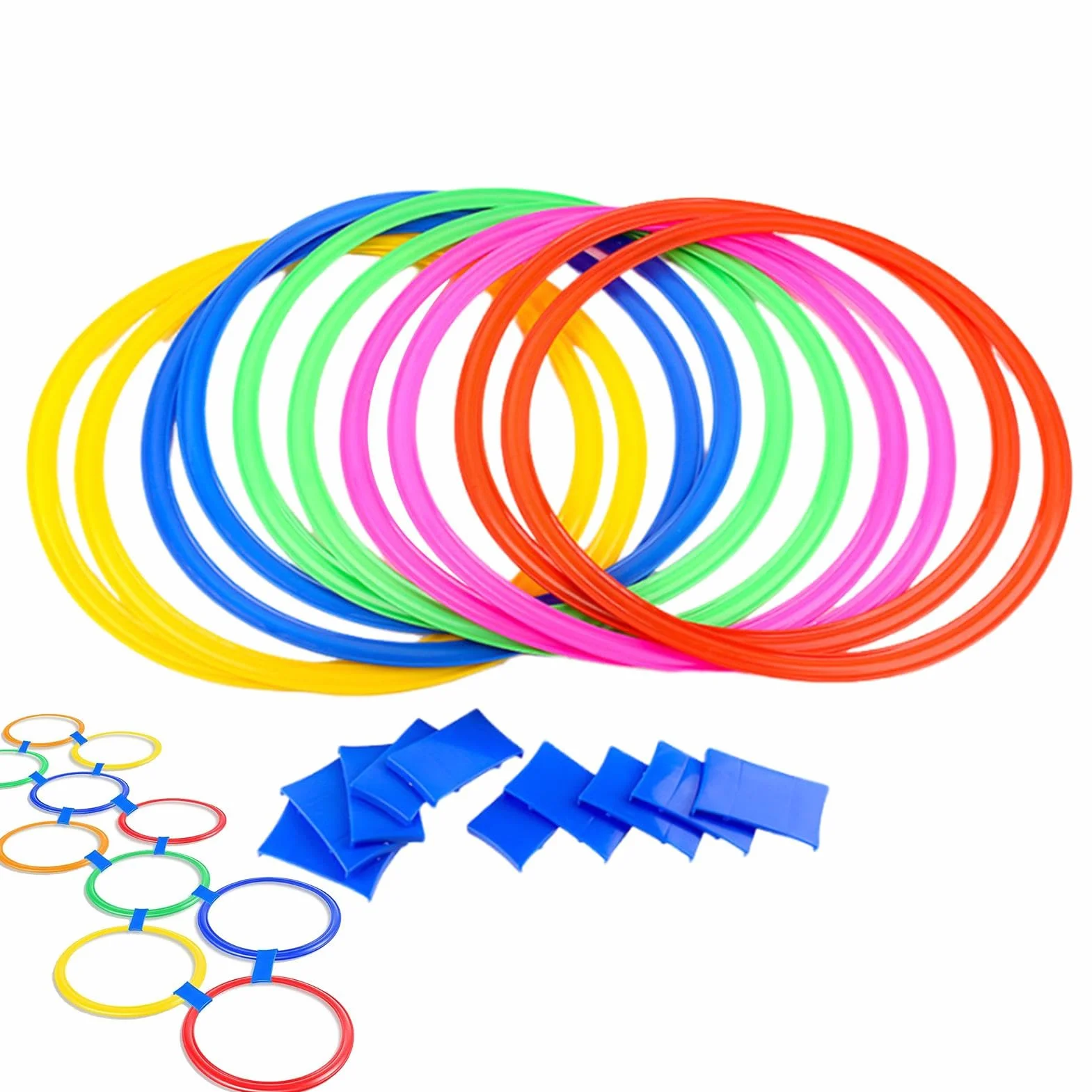 Anillos de Rayuela para Niños, Juego de Agilidad con Puf, Cuadrados de 15 Pulgadas con Conectores