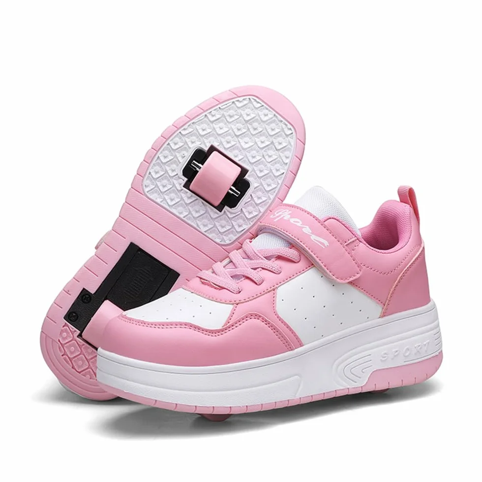 Zapatos con Ruedas para Niña y Niño Patines Retráctil 2 Ruedas Zapatillas Deportivas al Aire Libre 29-40 EU