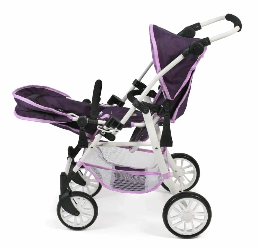 Tandembuggy Twinny Cochecito doble para muñecas morado