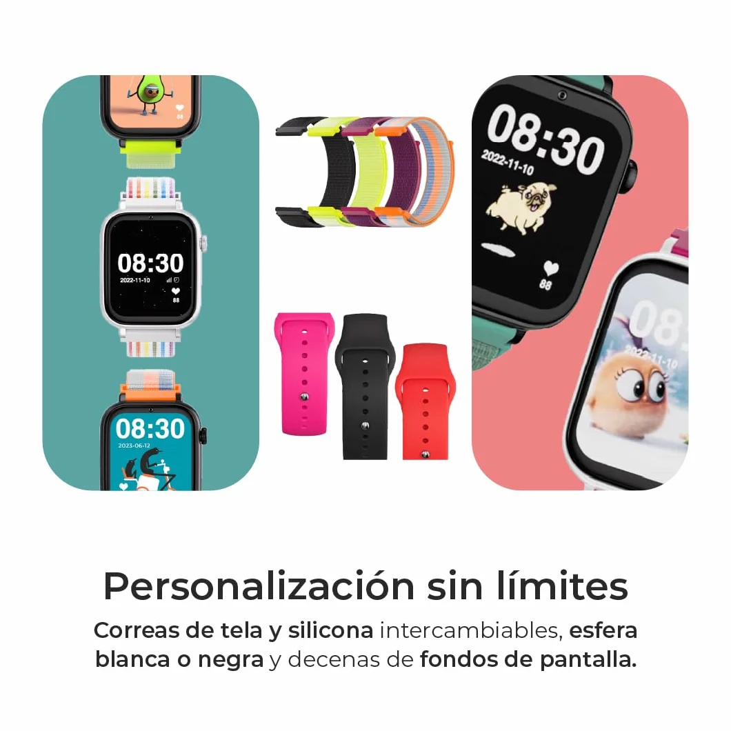 SaveFamily SaveWatch Plus 4G Reloj Inteligente Niño GPS Llamada Vídeo Bluetooth SIM Incluida Esfera Blanca Correa Verde