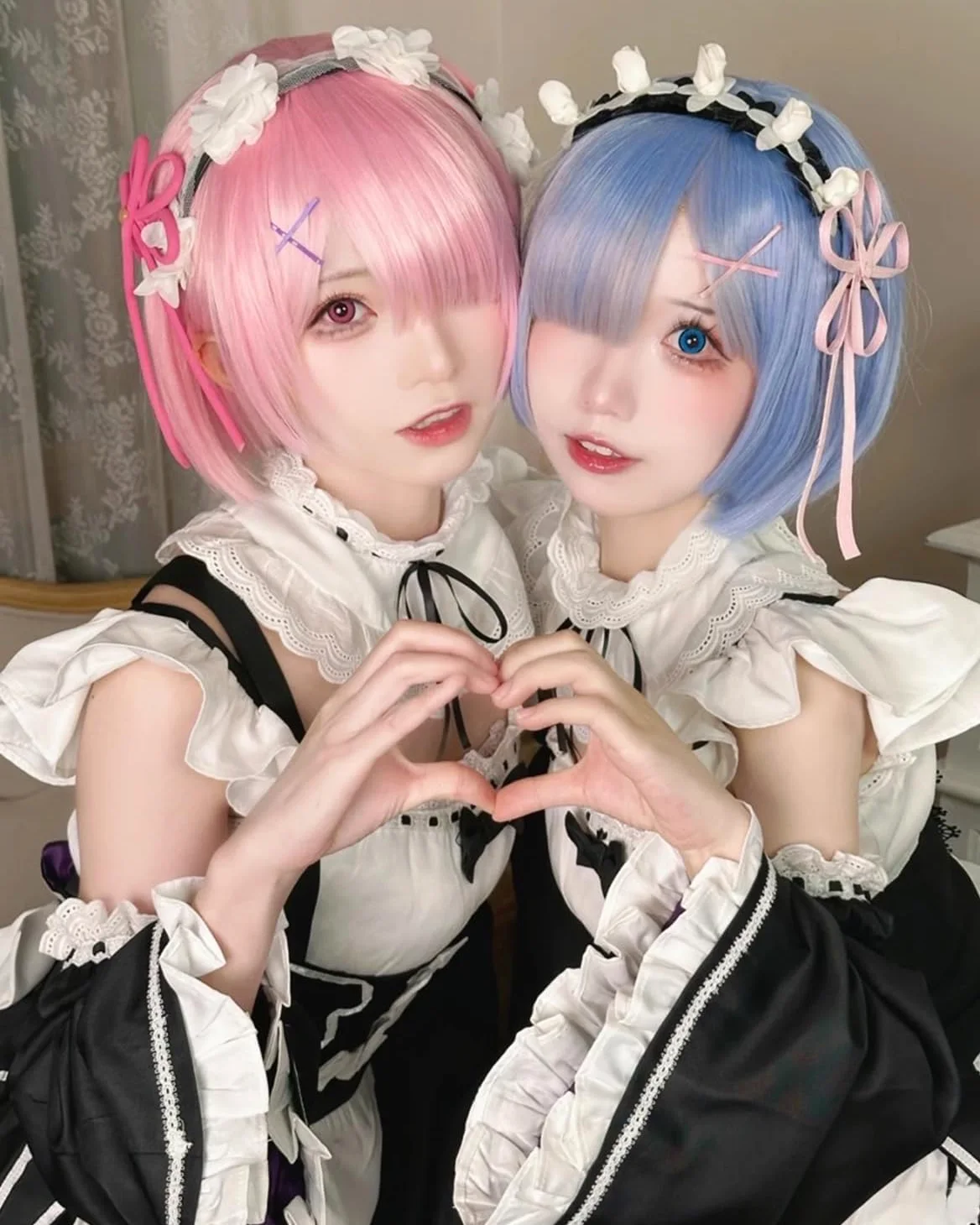 Fiamll Anime Ram Rem Cosplay Disfraz Emilia Outfit Re Life In A Different World From Zero Maid Vestido Uniforme Completo Set Carnaval Dress Up Traje con Peluca para Mujeres Niñas