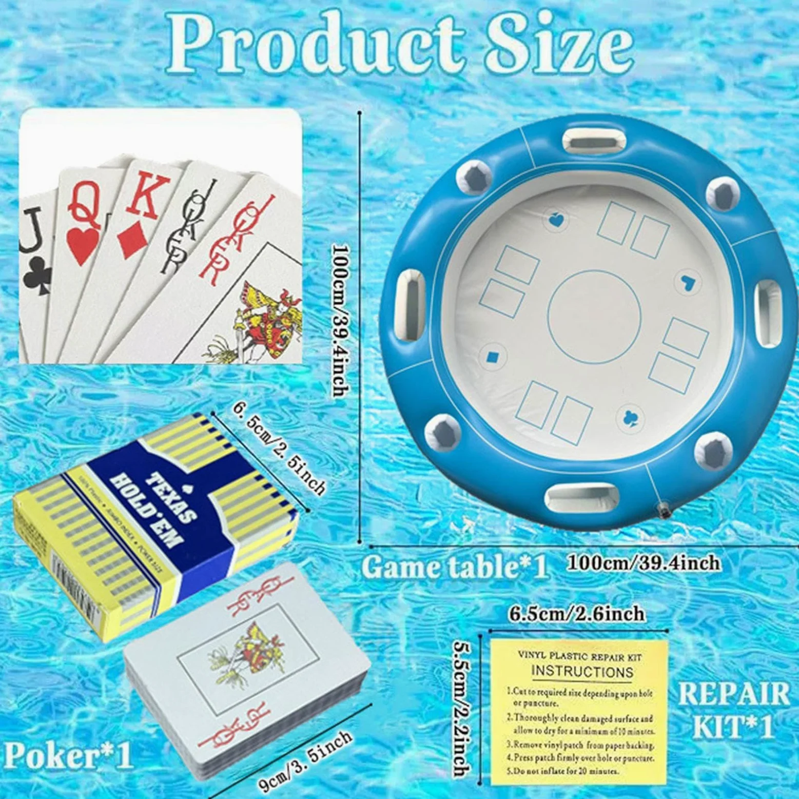 Mesa Flotante para Juegos Piscina Portavasos Cartas Incluidas | Mesa De Cartas Para Piscina En Clima Caluroso En Parque Acuático Playa Adultos Hombres Mujeres Familia Y Amigos