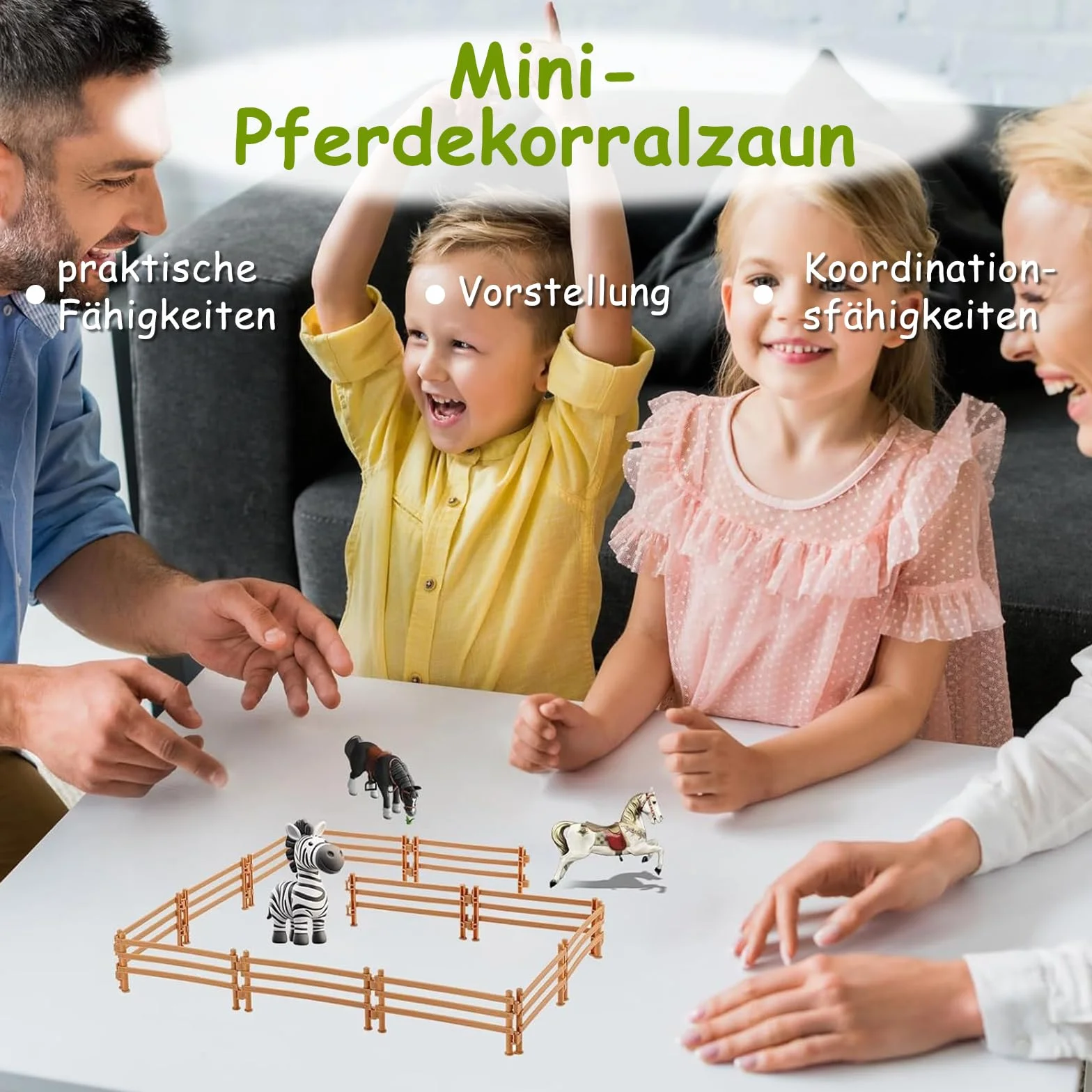 Foonary - Juego de 80 vallas para escenas de granja, juguetes para niños a partir de 3 años, mini valla de granja para niños, juego interactivo para padres e hijos, kit de mini valla