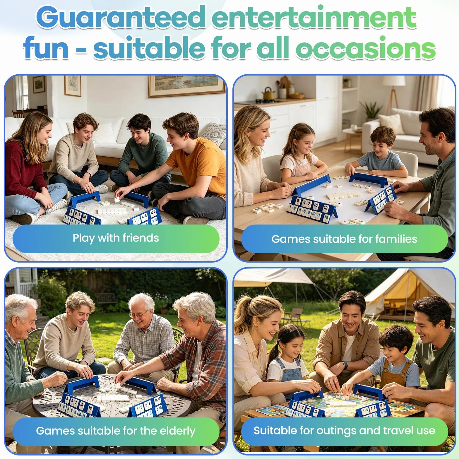 Rummy Cup Original Rummy Juego de viaje con cordón de almacenamiento para adultos, 160 piedras, juego de mesa Rummy Cup para 2-6 jugadores, con 6 soportes de juego, 1 dados juegos de mesa
