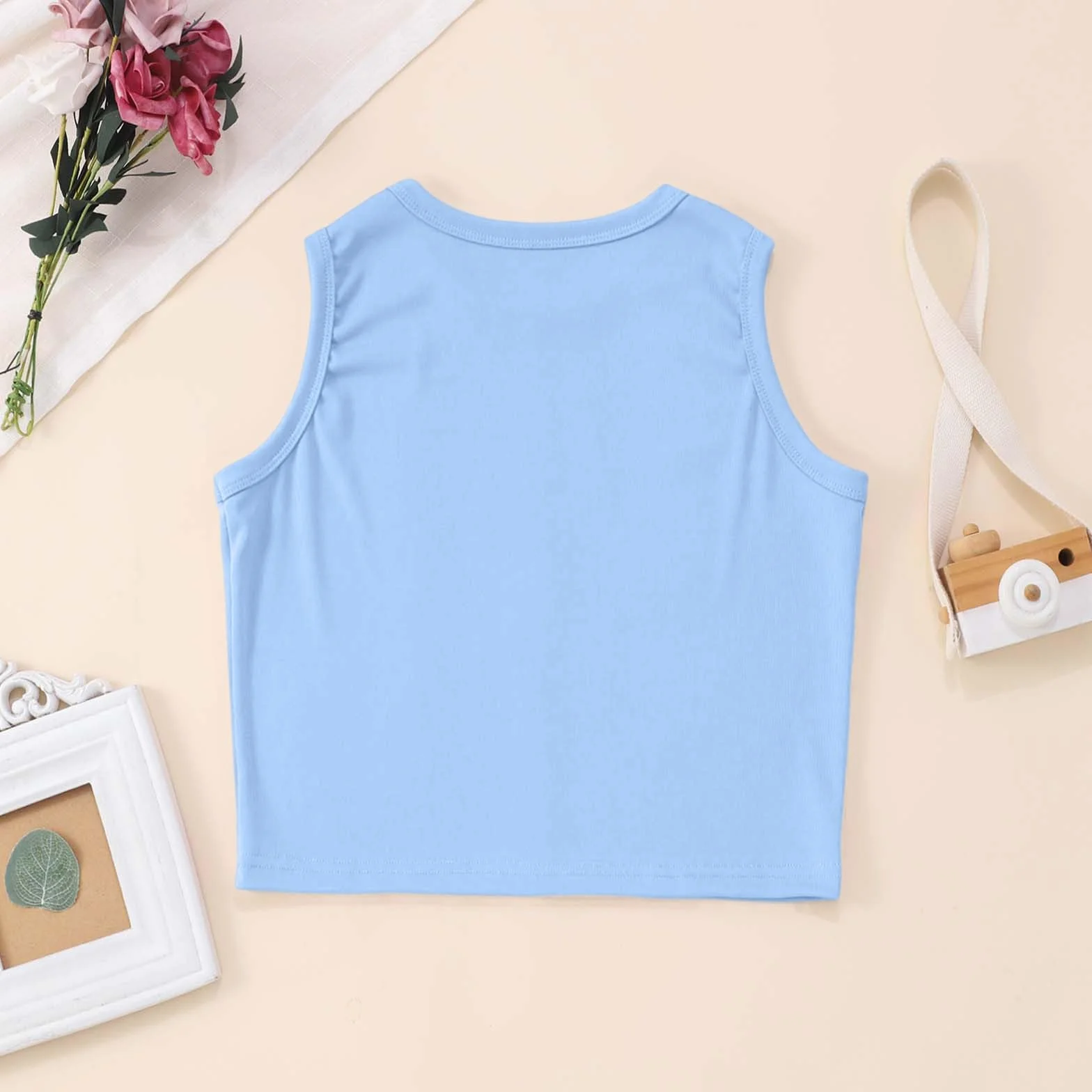 Niñas Tank Tops Niños Athletic Rippenstrick High Neck Crop Tops para Gimnasio Yoga