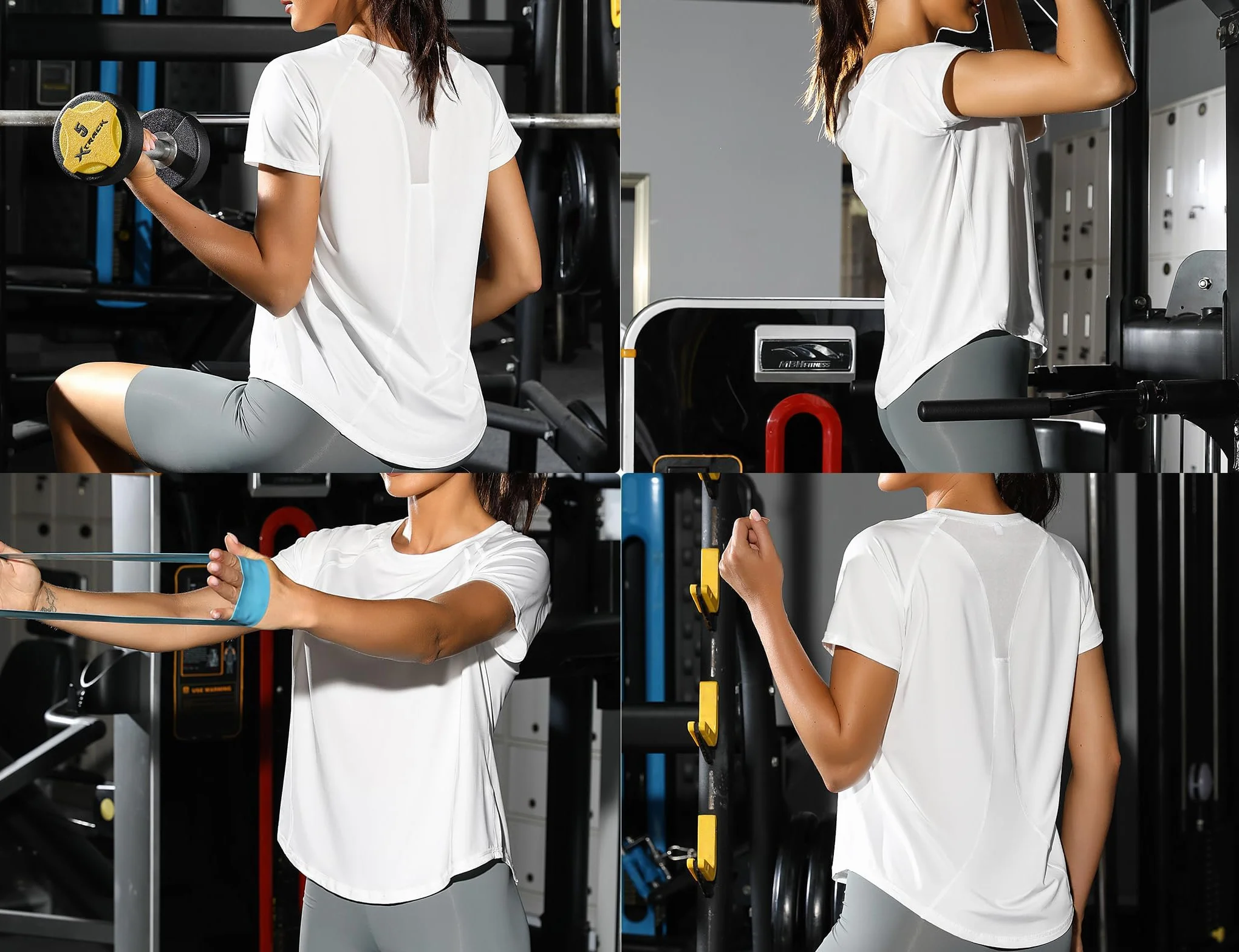 Camiseta Deportiva para Mujer, Manga Corta, Malla Yoga Fitness Top Ropa Deportiva