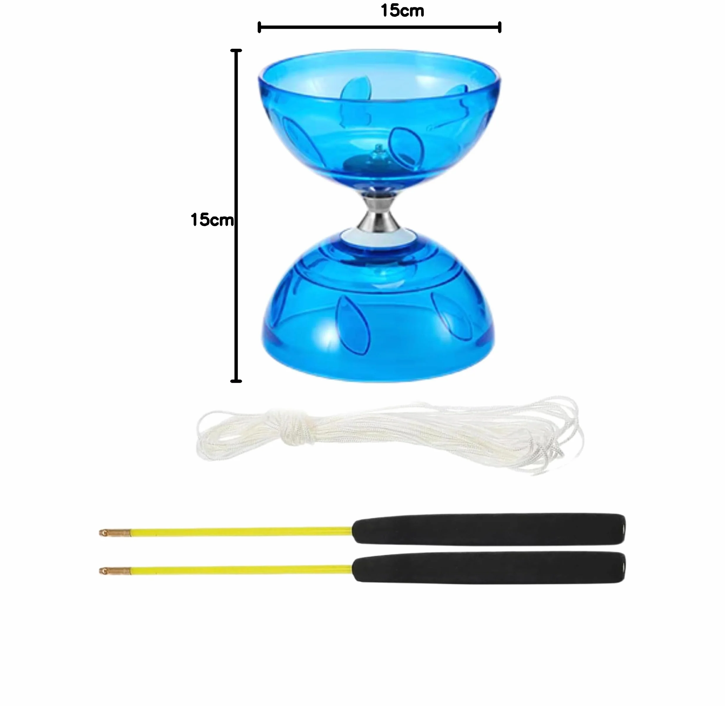 Diábolo con Rodamientos de Bolas, Juego de Malabarismo, Ideal para Deportes al Aire Libre (Azul)