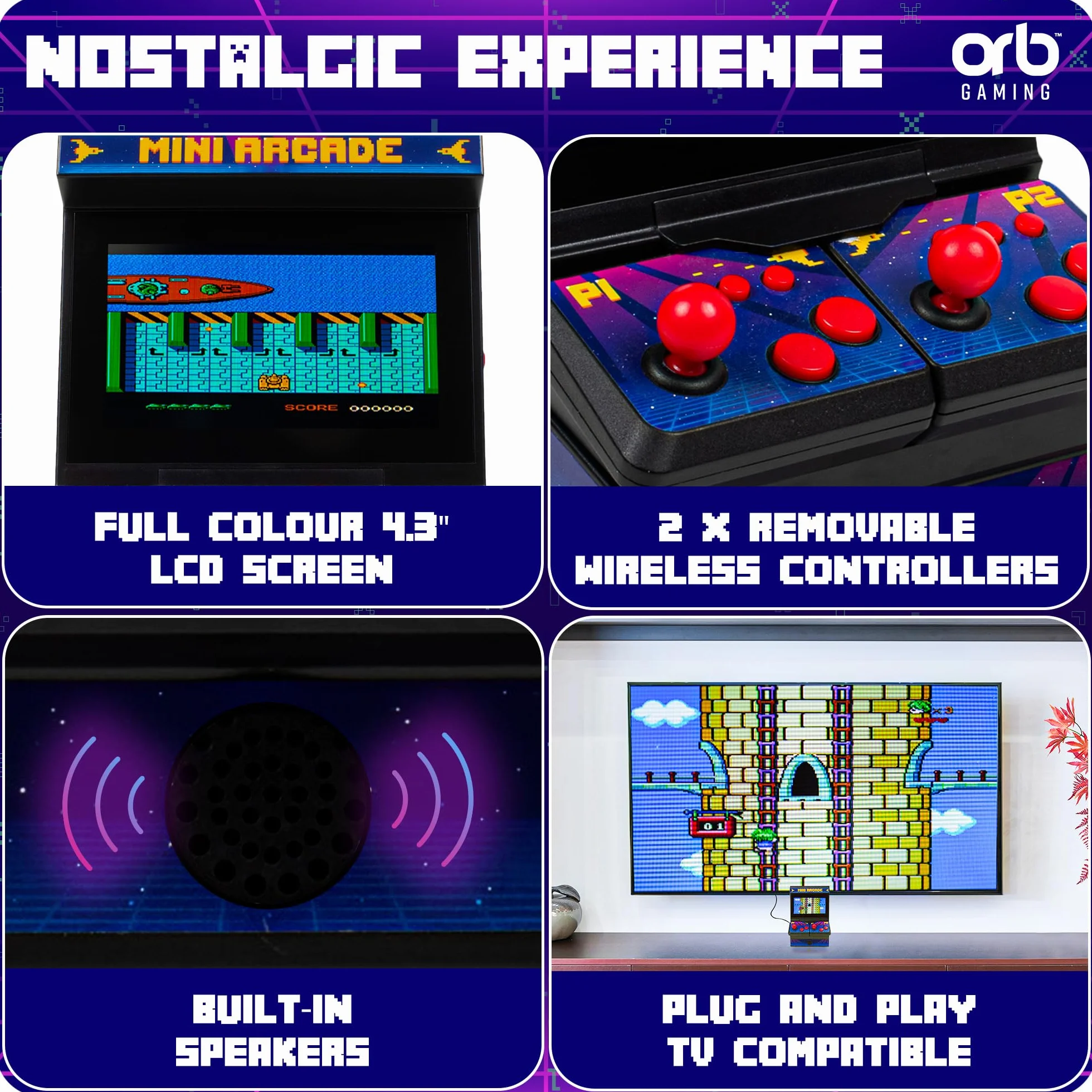 THUMBS UP Mini Arcade 2 Jugadores 300 Juegos 15Cm