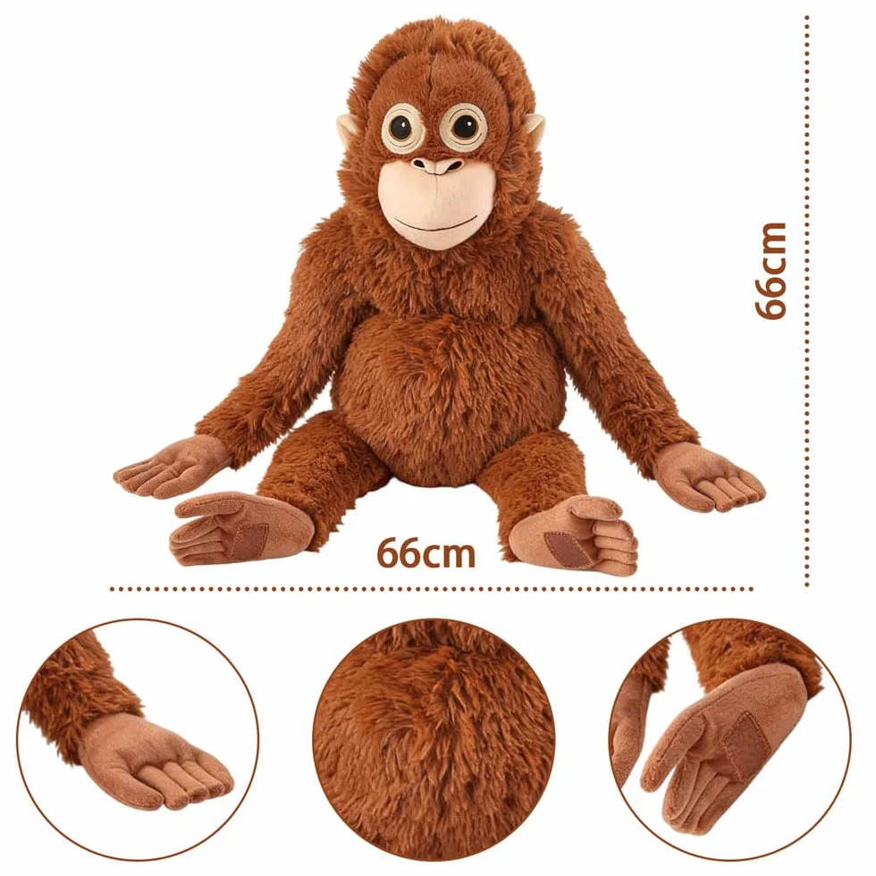Punch Monkey Peluche, Peluche de orangután Grande de 66 cm, Manos MagnéTicas Mono de Peluche, Lavable y Seguro para niños,Peluche de Apoyo Emocional para Niños y Adultos