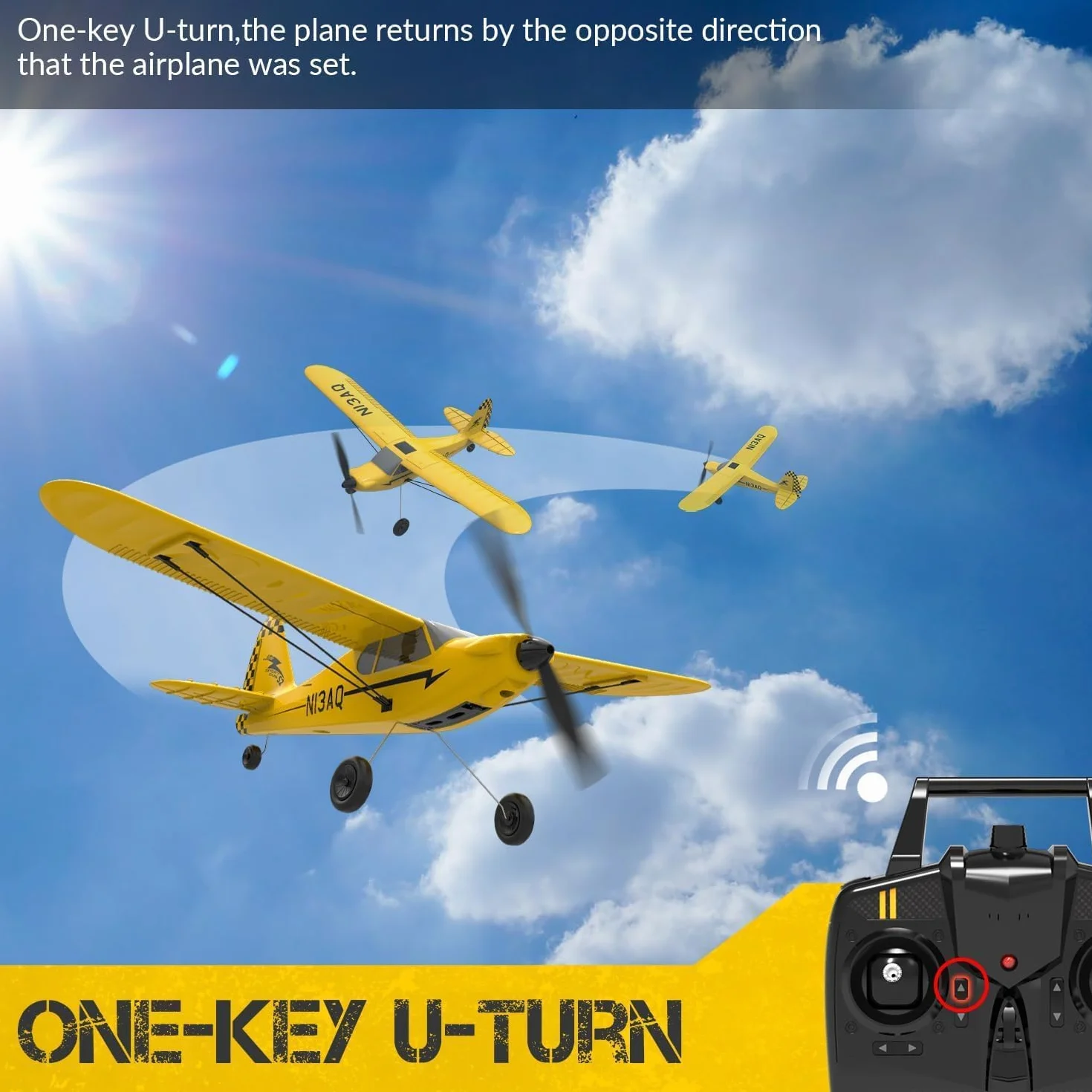 volantexrc Sport Cub S2 - Avión RC de 3 Canales con Estabilizador Giroscópico de 6 Ejes, Sistema 2.4 GHz, RTF con 2 Baterías, Ideal para Adultos, Niños y Principiantes