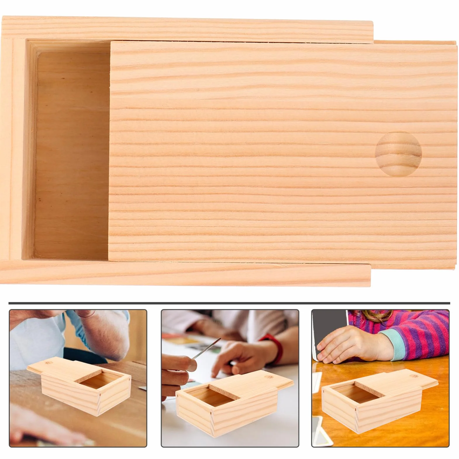 Mobestech Caja De Almacenamiento De Cartas De Madera Con Tapa Organizador De Barajas De Poker Cartas Contenedor Para Almacenaje De Objetos Pequeños Y Accesorios Para Uso Diario