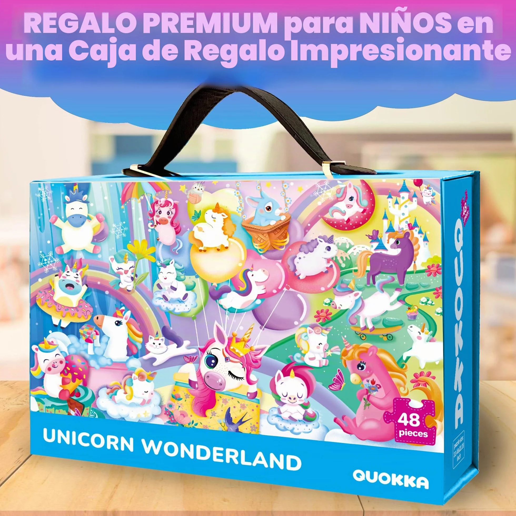 QUOKKA Rompecabezas Gigante De Suelo para Niños De 4 A 6 Años - 60 x 90 cm - Extra Grueso - 48 Piezas -Rompecabezas Infantil De Unicornio para Niños De 3 A 5 Años