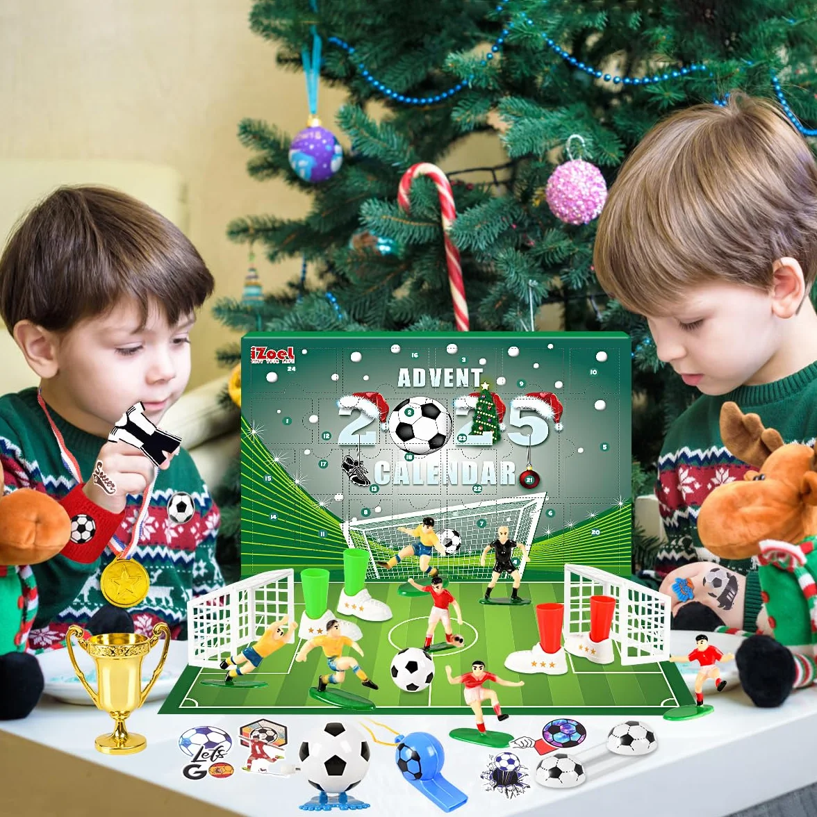 iZoeL Adviento Calendario 2025 Fútbol Copa Mundial 24 juegos Temáticos Adviento Calendario Copa Mundial 24 Días Llenos Sorpresas Calendario De Adviento Fútbol Divertido Niños Familia (Verde)