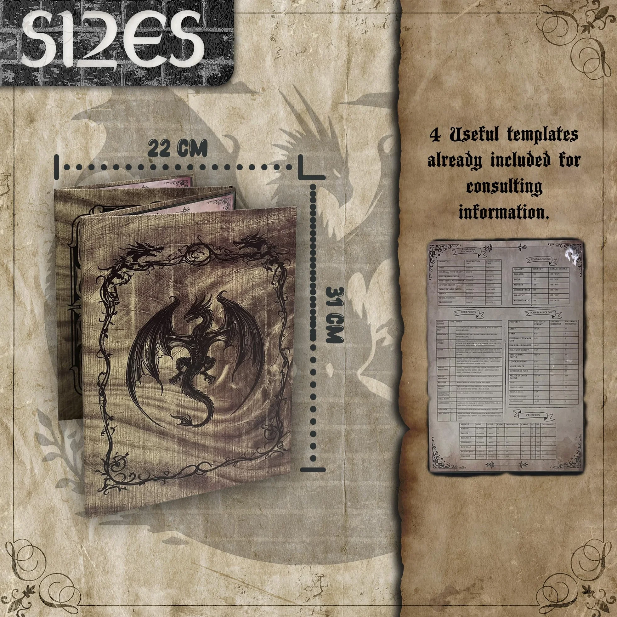 Pantalla Dungeon Master - DOJA Hobbies - DM Screen Plegable 4 Paneles Acabado Liso, con Bolsillos y Plantillas Incluidas Personalizables, Accesorio para Dungeons and Dragons y Juegos de rol