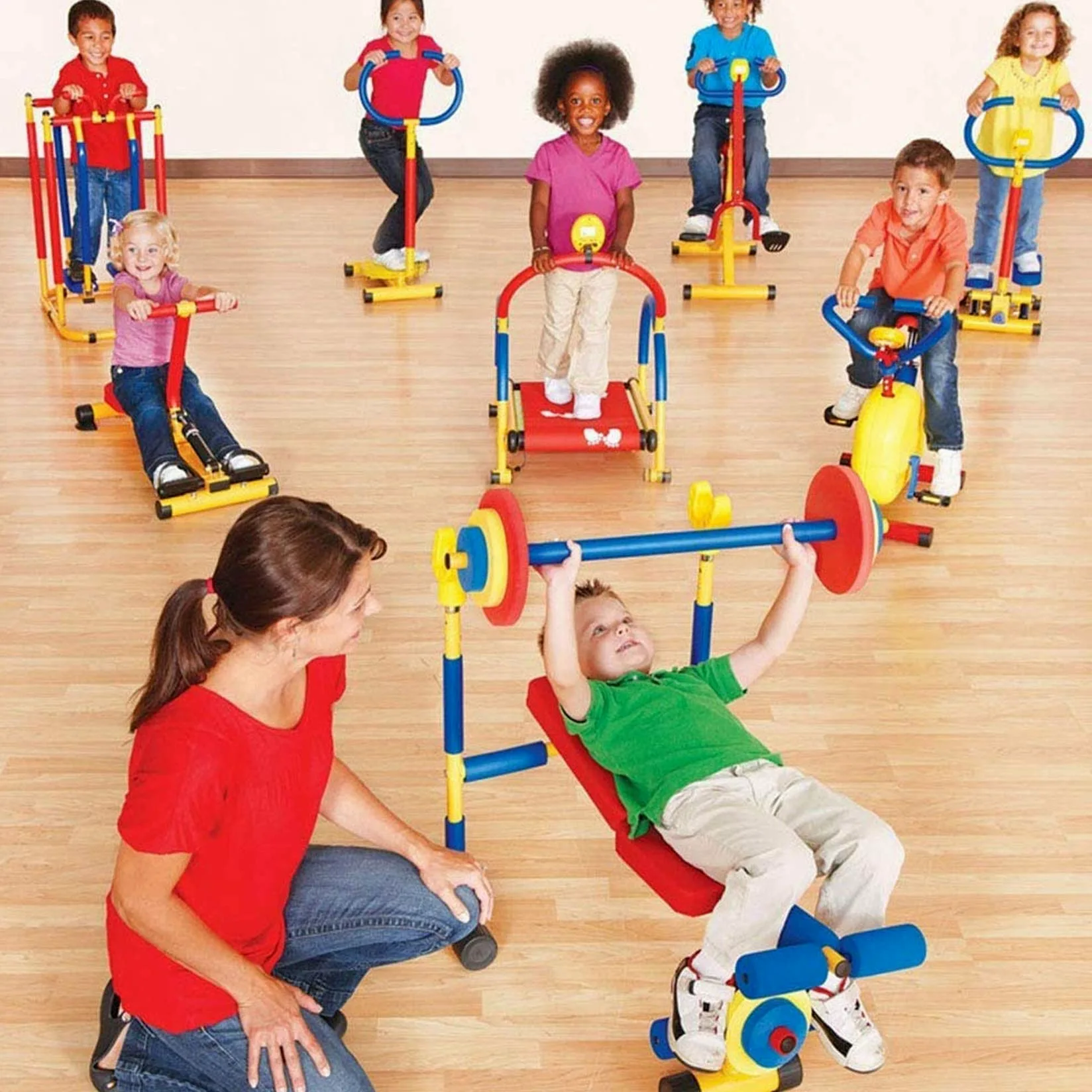 Equipo de fitness para niños, entrenamiento de gimnasio en casa para niños, equipo de ejercicio de juego en interiores