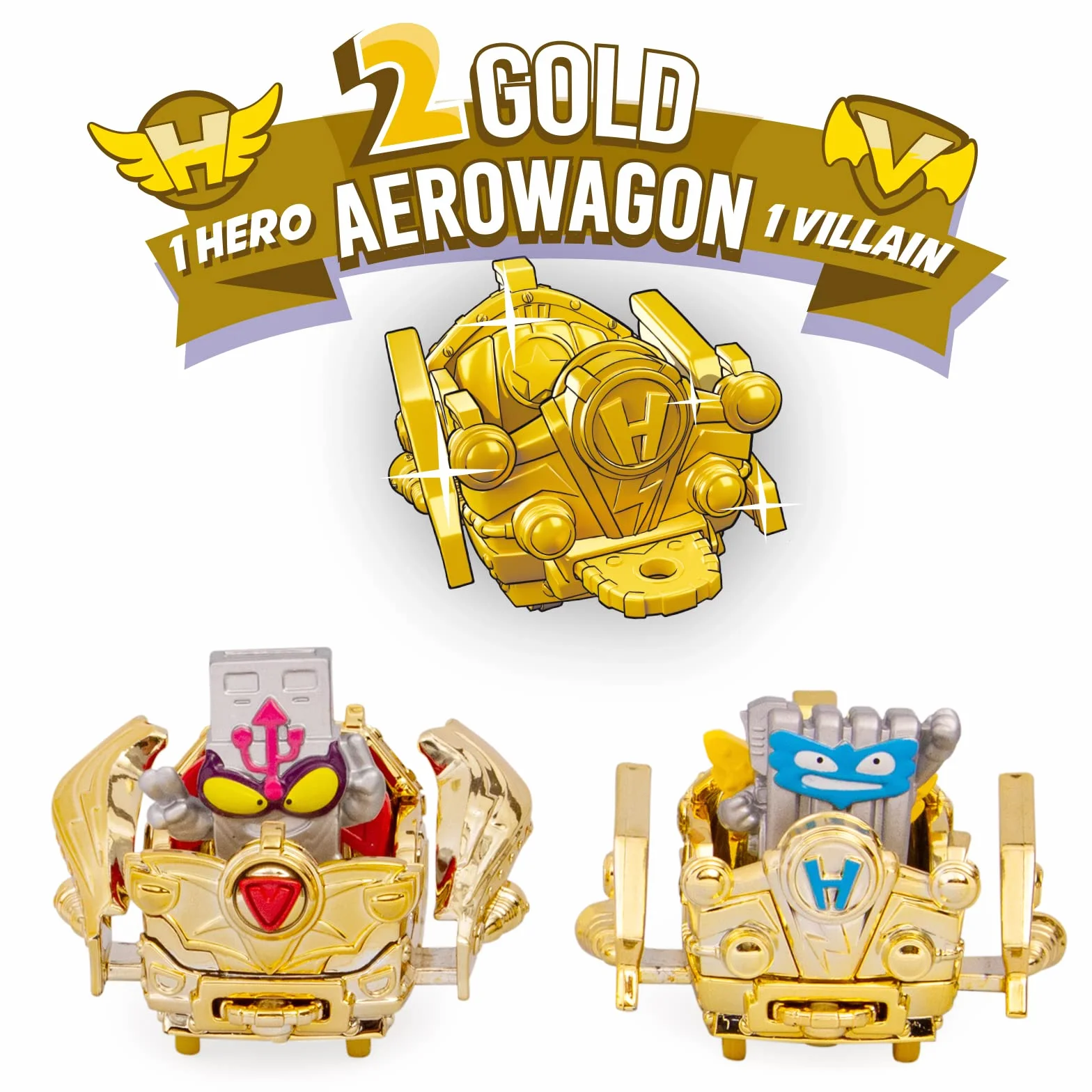 SUPERTHINGS Lata Gold Serie 5, Incluye el ultrararo (Kid Fury), los 2 líderes Dorados, los 6 capitanes Plateados y los 2 Aerowagons Dorados