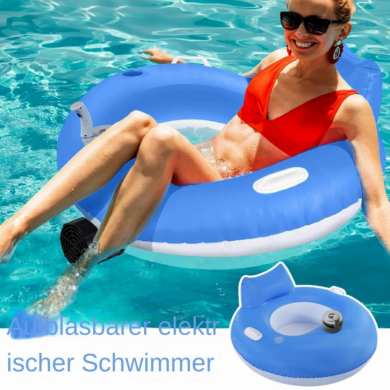 Cojín de natación motorizado: tumbona inflable para broncearse | Cómoda esterilla de natación portátil para bañarse en el río lago para mujeres y hombres