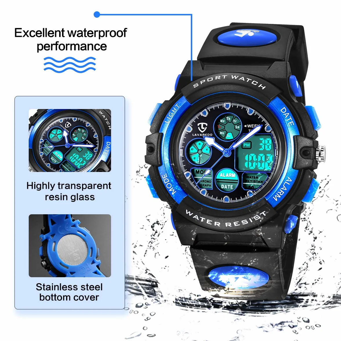 Reloj Deportivo para Niños y Niñas Resistente al Agua Digital Analógico Impermeable