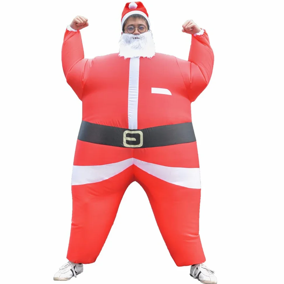 Disfraces inflables de Navidad de Papá Noel para hombres y mujeres adultos para fiestas de vacaciones y carnaval