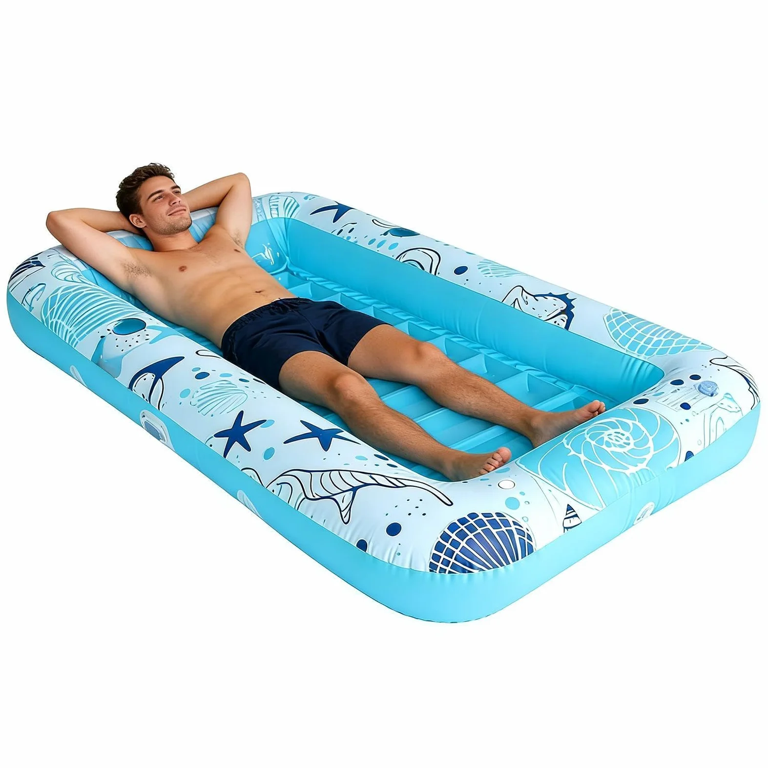 Flotador para piscina, tumbona de ocio con soporte para bebidas, balsa para tumbonas para vacaciones, lago, verano, adultos, familias