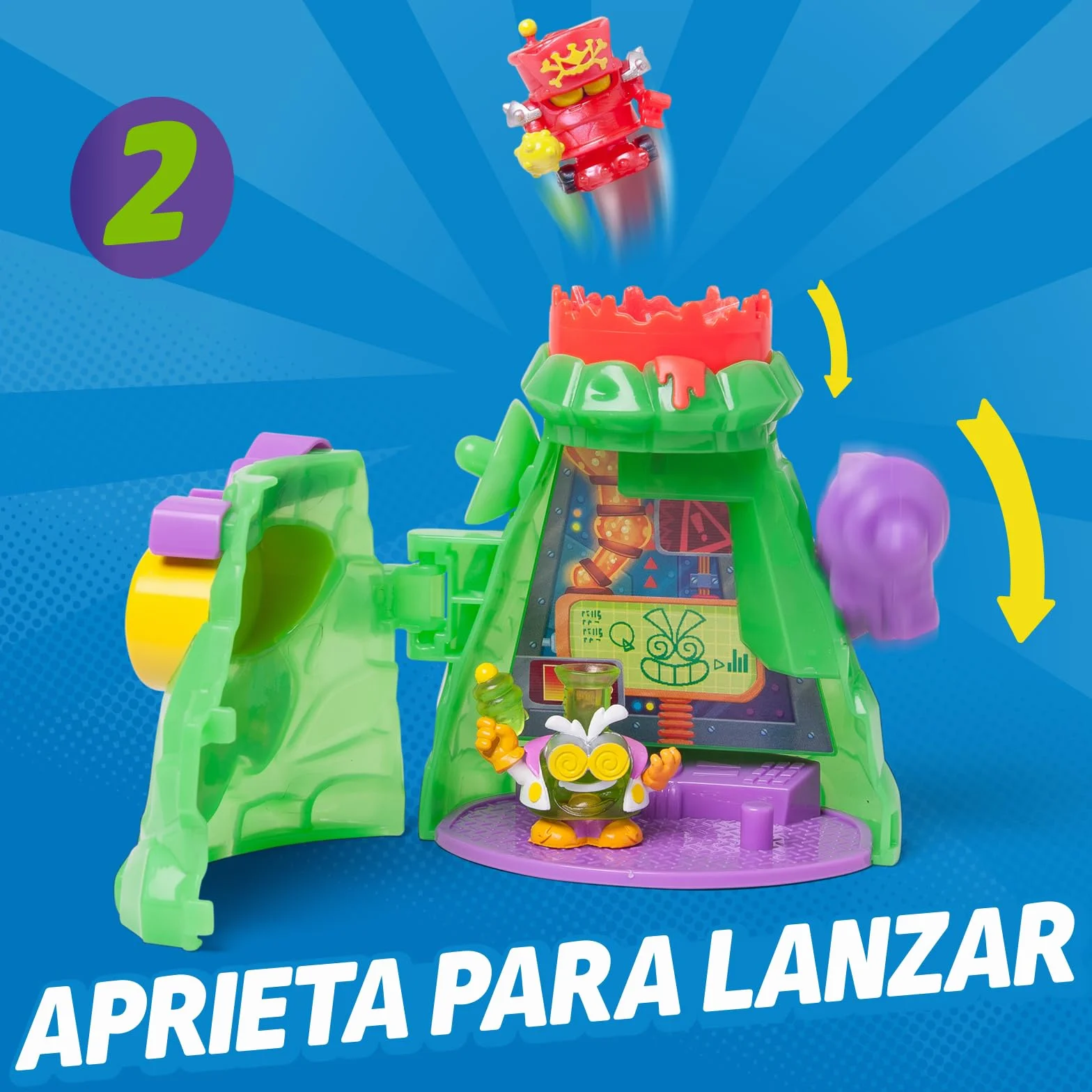SUPERTHINGS KAZOOM Power – Hidden Base Professor K. Guarida del Professor K de la Serie de TV “Kazoom Power”. Contiene 1 Hidden Base, 1 Professor K Exclusivo, 1 Robotoxic Exclusivo