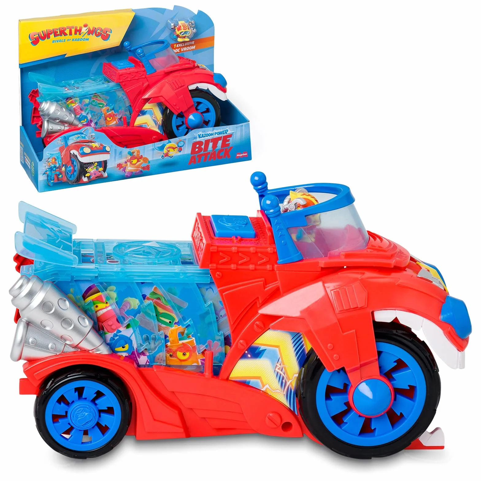 SuperThings Kazoom Power Bite Attack Vehículo Doc Vroom con Cárcel Extraíble