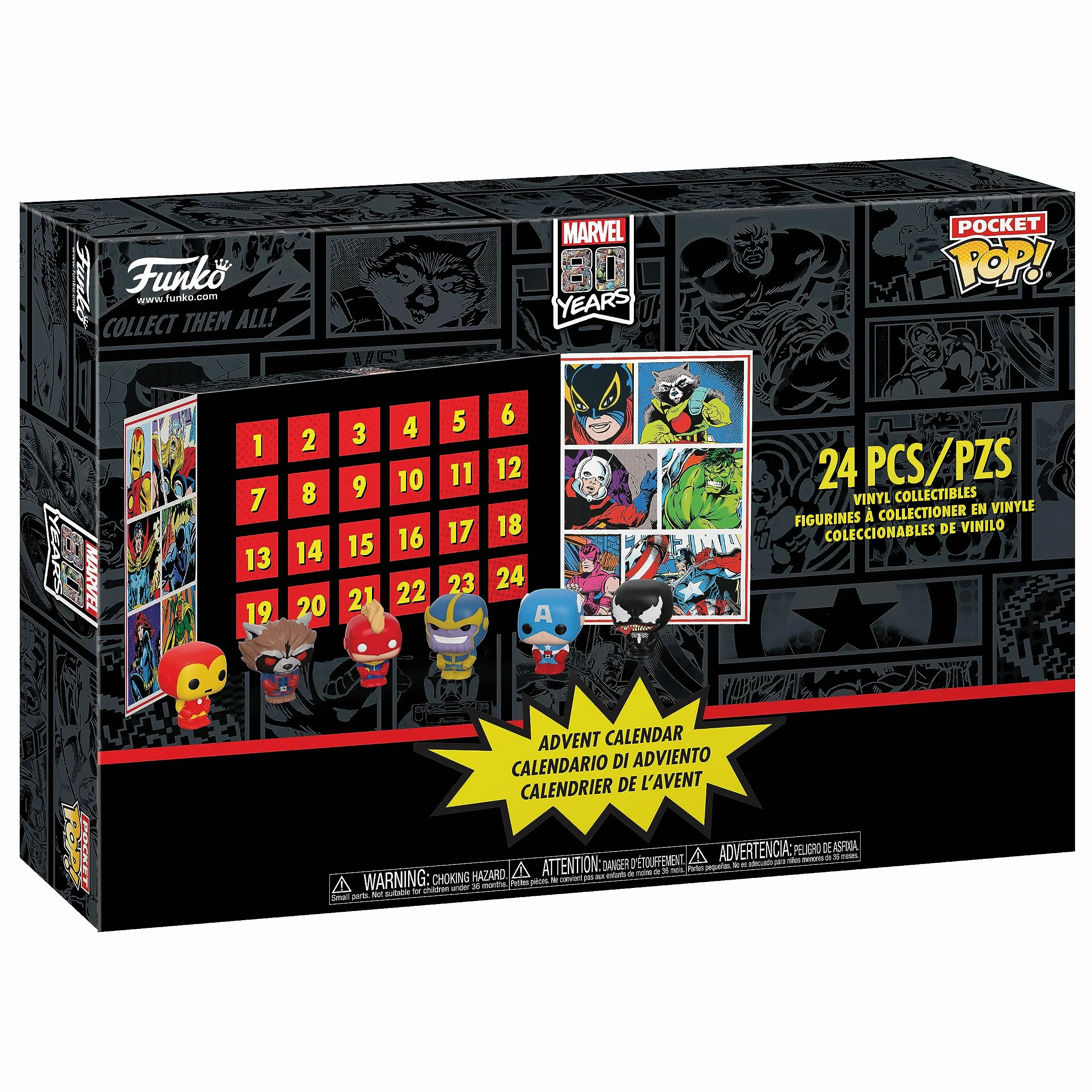 Funko Advent Calendar: Marvel 24pc - Iron Man - (Pocket POP!) - Marvel Comics - Calendario De Adviento - 24 Días De Sorpresas - Figura Miniatura Coleccionable - Caja Misteriosa - Idea De Regalo