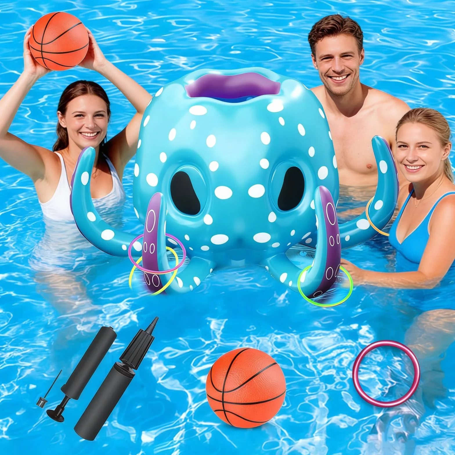 Baloncesto Flotante para Piscinas,Juguetes de Baloncesto para Piscina,Baloncesto de Flotador Hinchable,Canasta de Baloncesto para Piscina,Juguete acuático,para Piscinas de Verano y Playa