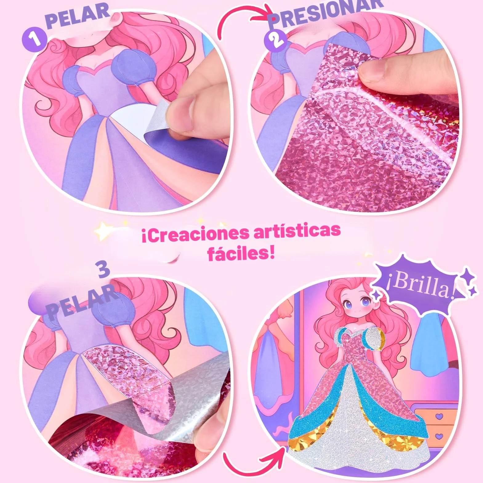 JoyCat Libros para colorear con agua, Actividad de arte y manualidades, Arte sin desorden de Princesa para niños de 4 a 8 años, Kits y suministros creativos, Actividad DIY, Regalos para niñas y niños