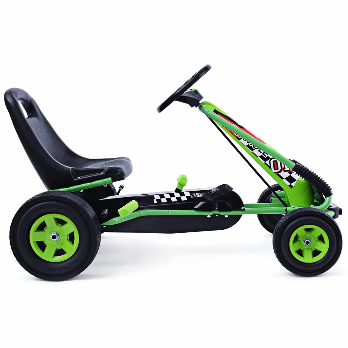 COSTWAY Go Kart Racing para Niños Coche de Pedal Asiento Ajustable con Ruedas de Goma Embrague y Freno Infantil Juguete (Verde)