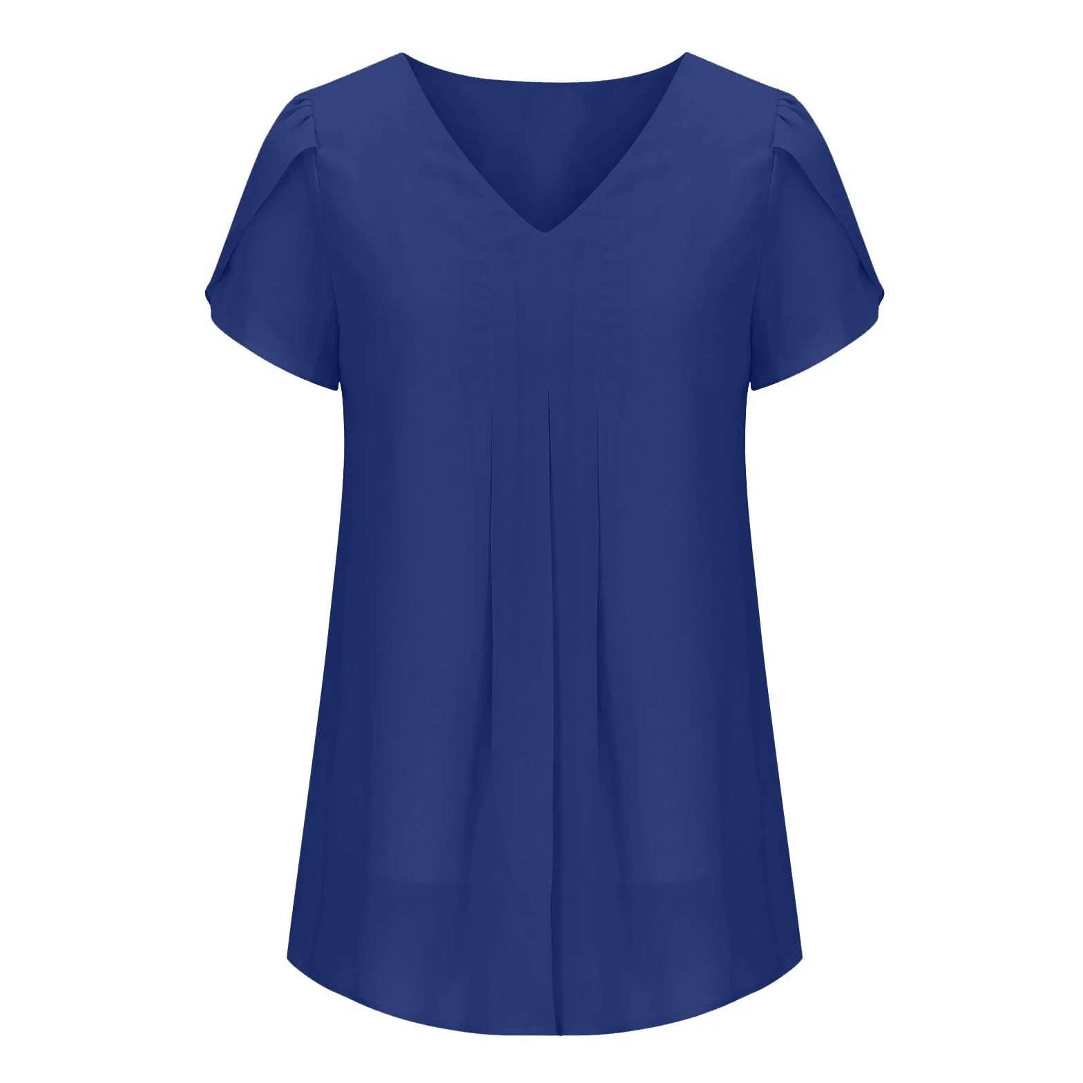 Camiseta Mujer Gasa Manga Corta Cuello en V Color Sólido Elegante Casual Verano Túnica