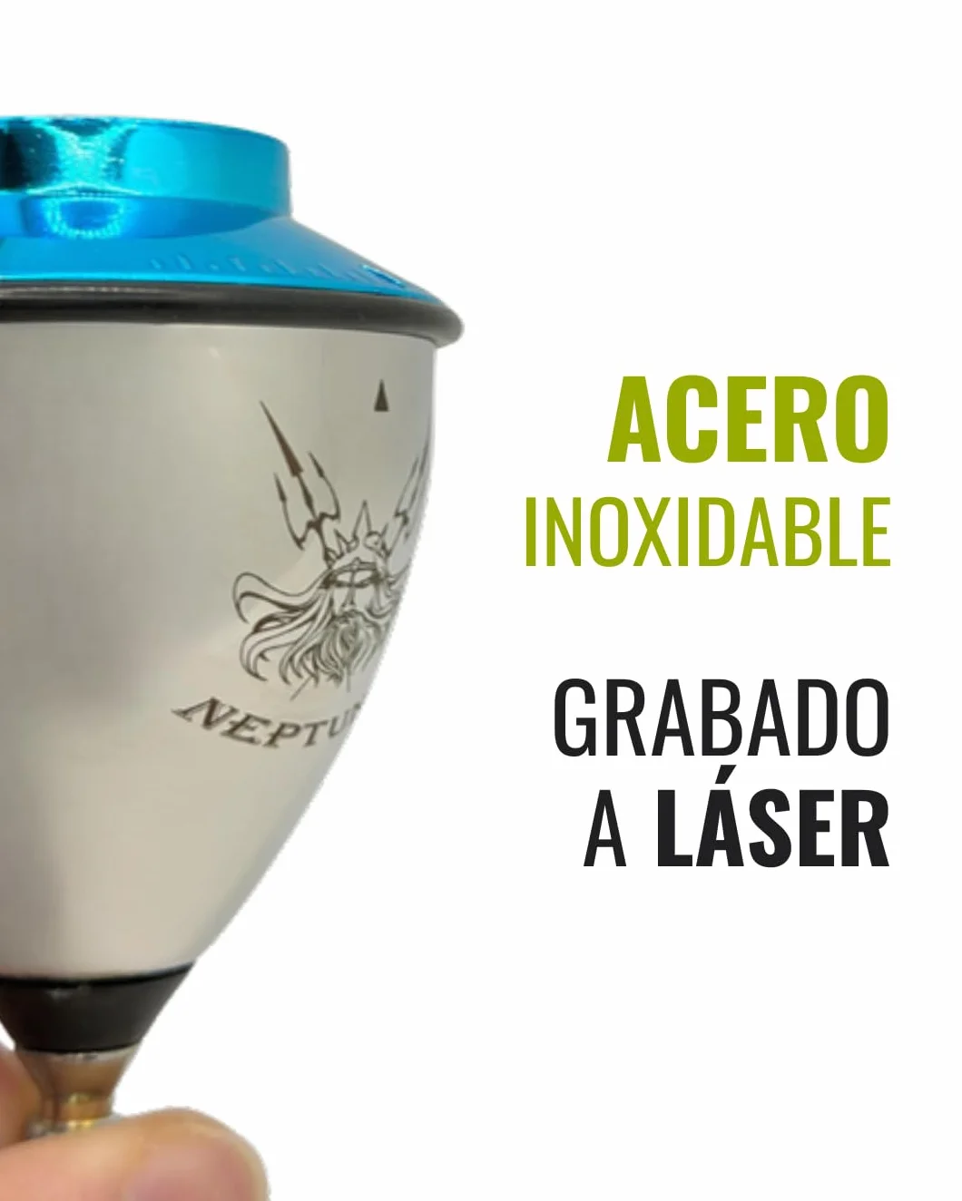Trompo Profesional Neptuno Roller de Acero Inoxidable, Peonza con Punta Roller de Doble Rodamiento, Regulador de Vibraciones, Diseño para Trucos Avanzados, Incluye Cuerda, Rojo