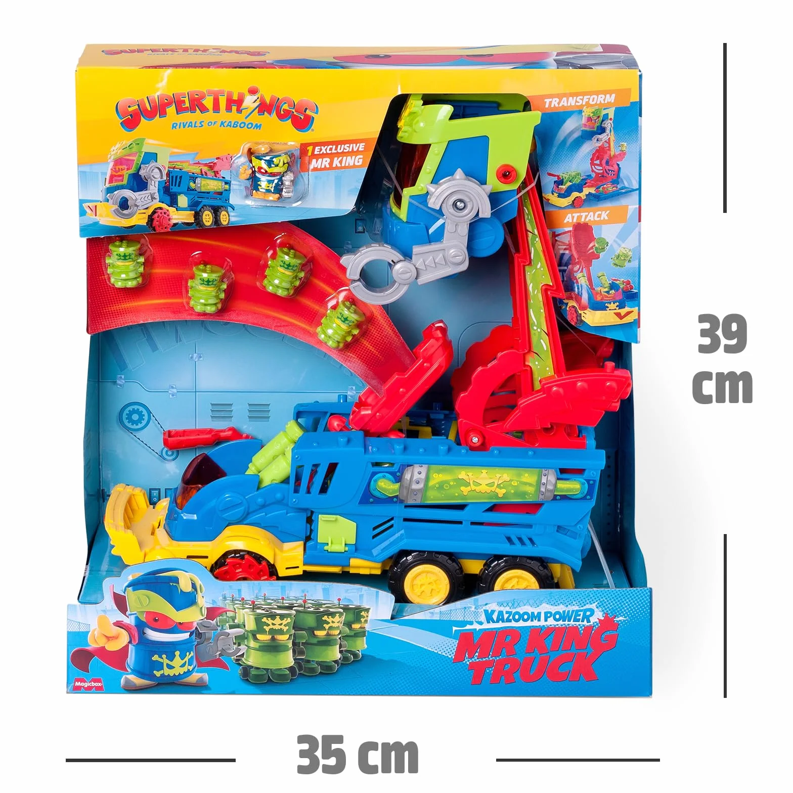 SUPERTHINGS KAZOOM Power Mr. King Truck Camión Serie TV con Vehículo Figura Exclusiva Robotoxics