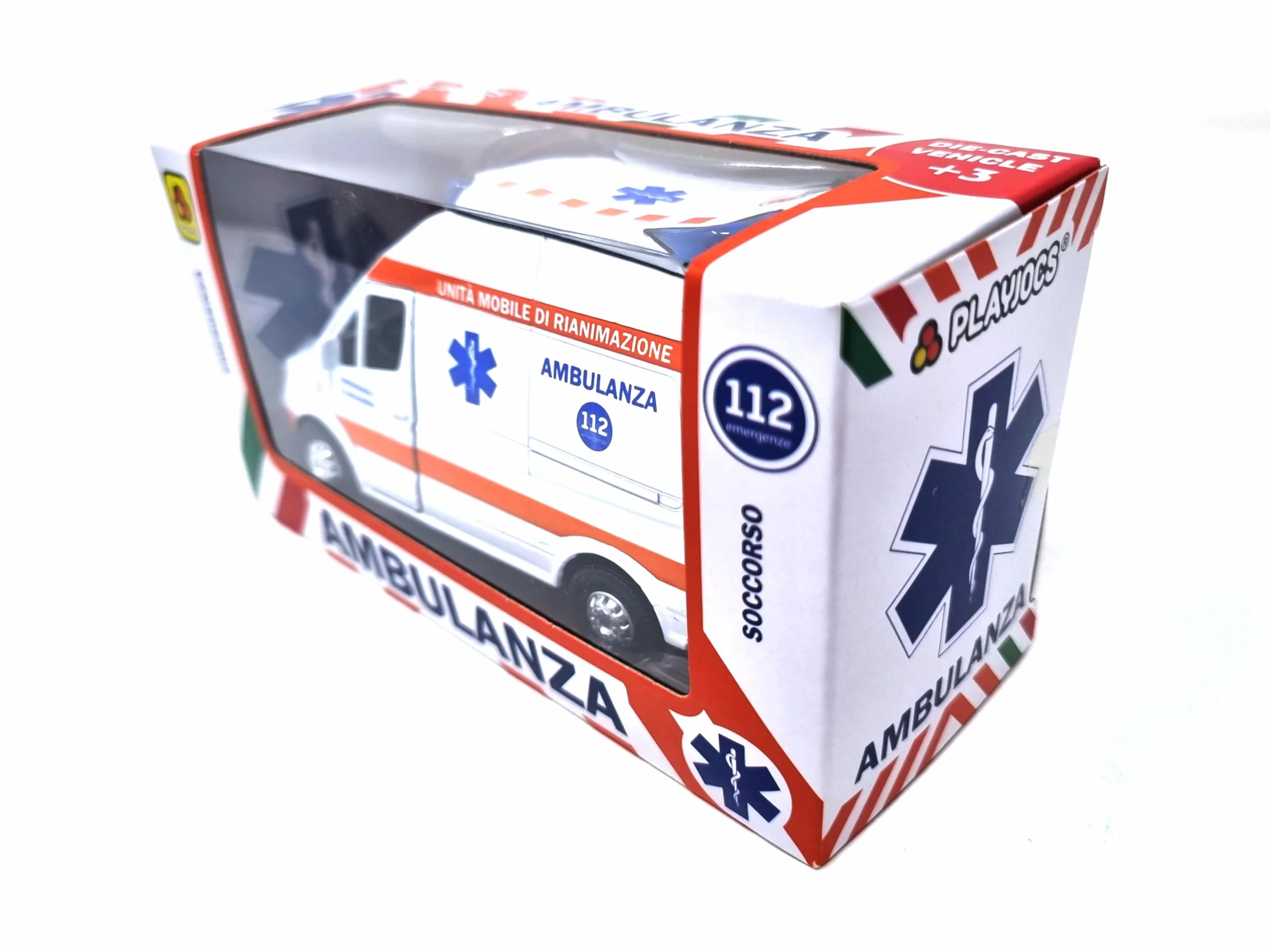 PLAYJOCS GT-8177 Ambulancia Italiana Coche metálico Juguete para niños y coleccionistas.