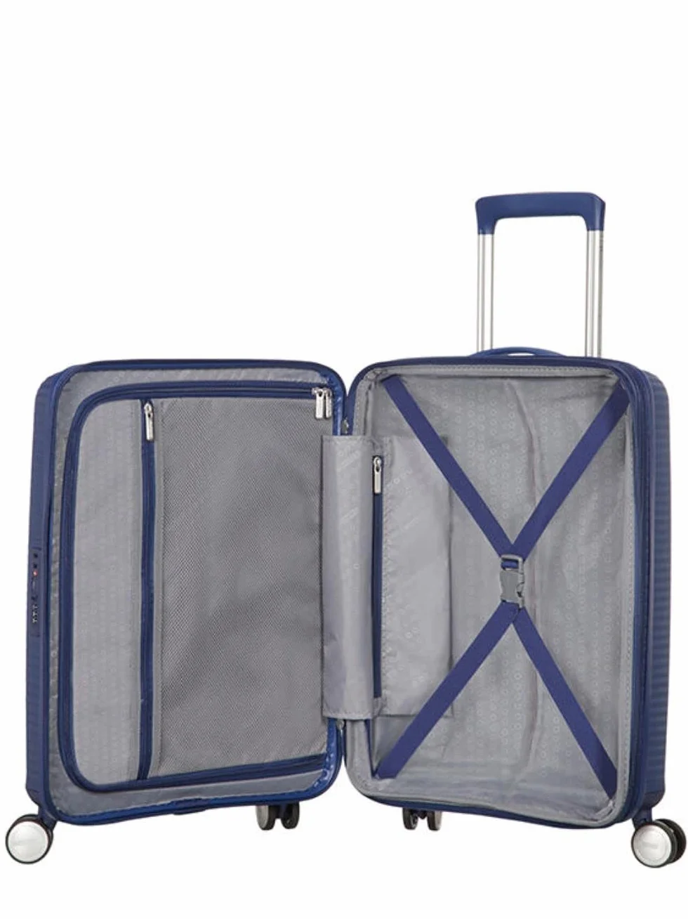 American Tourister Soundbox - Spinner S Expandible Maleta de Cabina, 55 cm, 35.5/41 L, Azul (Midnight Navy)