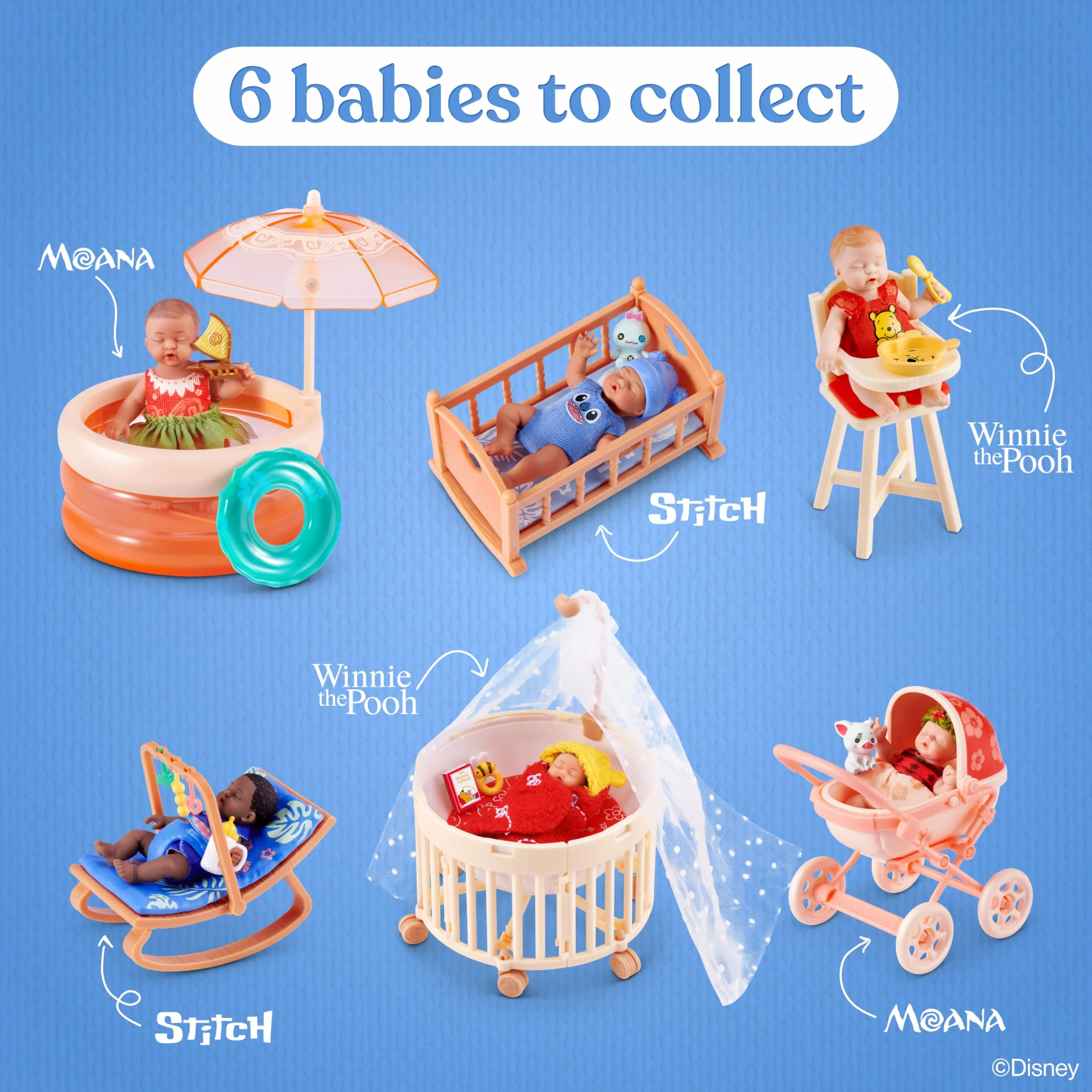 My Mini Baby Disney Series 1 2 Pack de ZURU – Muñeca Bebé Disney Coleccionable en Cápsula Misteriosa con Accesorios, Juguete Miniatura Realista para Niñas de 3+ Años